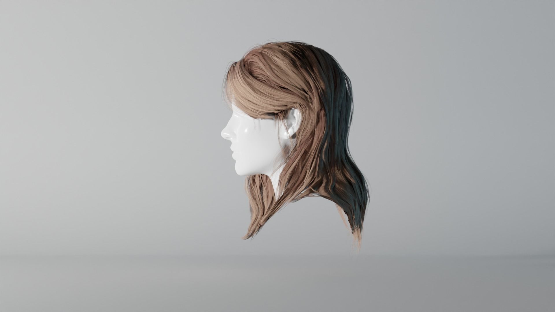 Realistic Female Hair 9 Low-poly 3D model_5