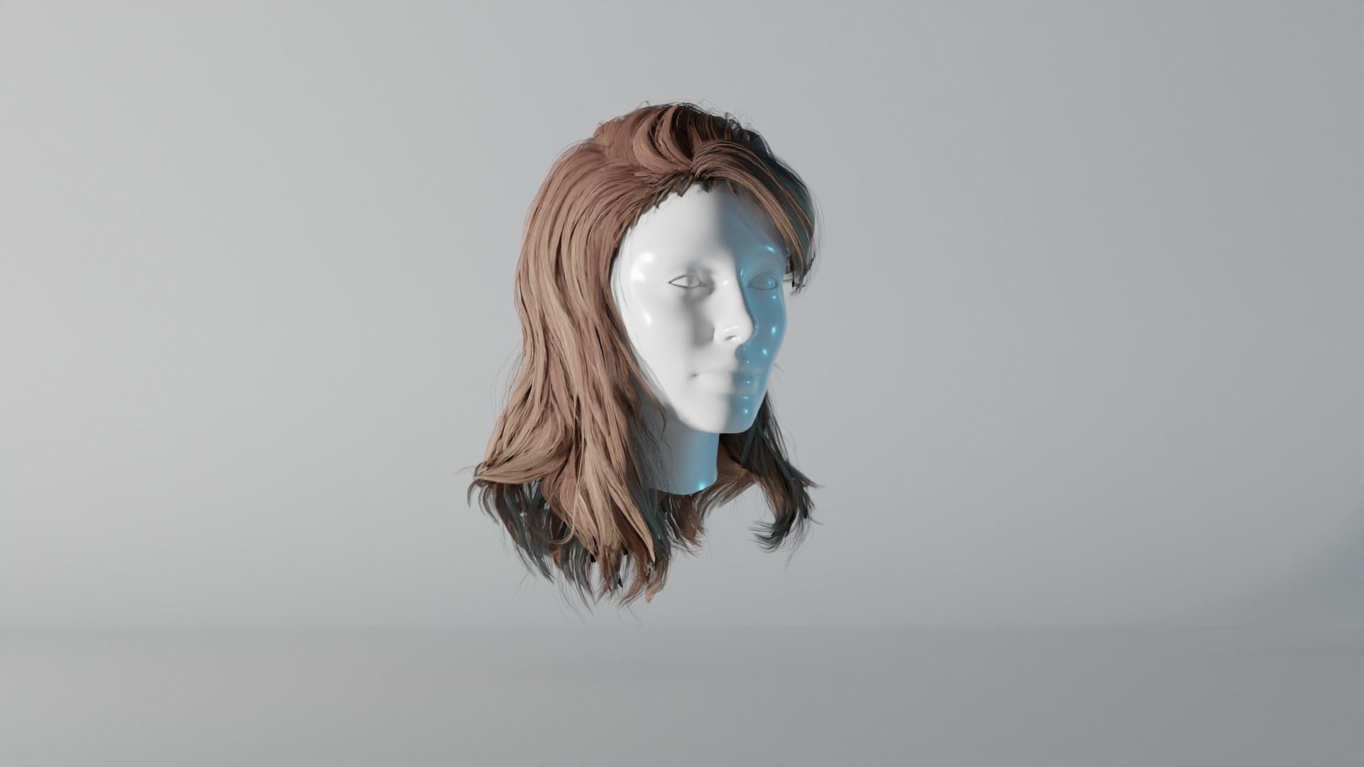 Realistic Female Hair 9 Low-poly 3D model_1