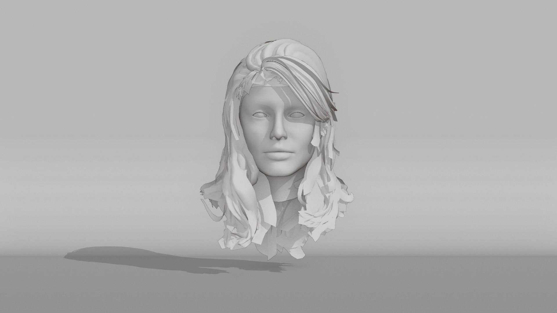 Realistic Female Hair 9 Low-poly 3D model_7