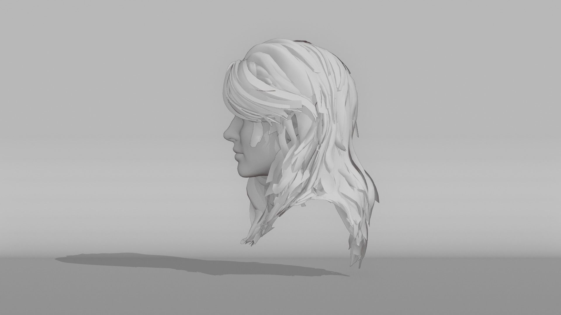 Realistic Female Hair 9 Low-poly 3D model_10