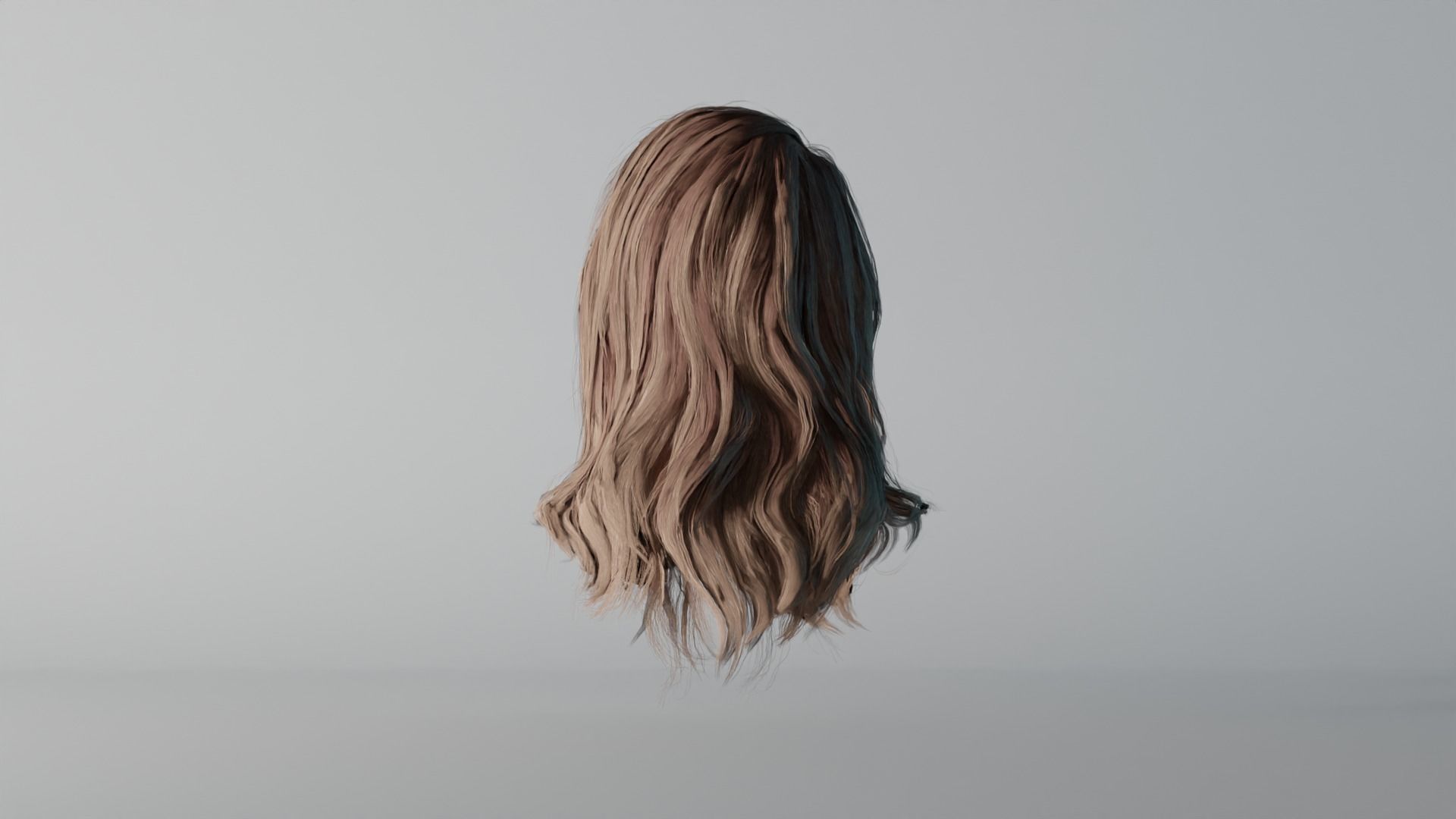 Realistic Female Hair 9 Low-poly 3D model_4