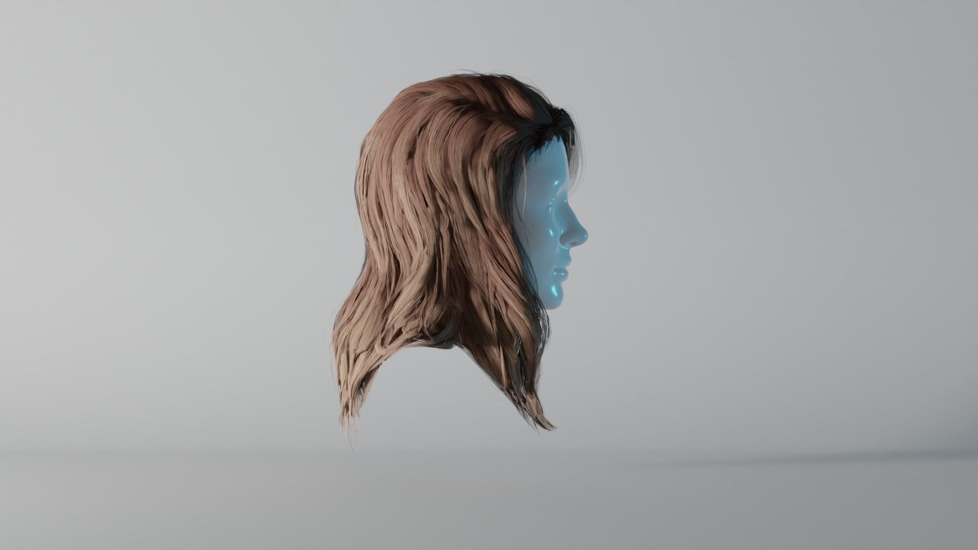 Realistic Female Hair 9 Low-poly 3D model_3