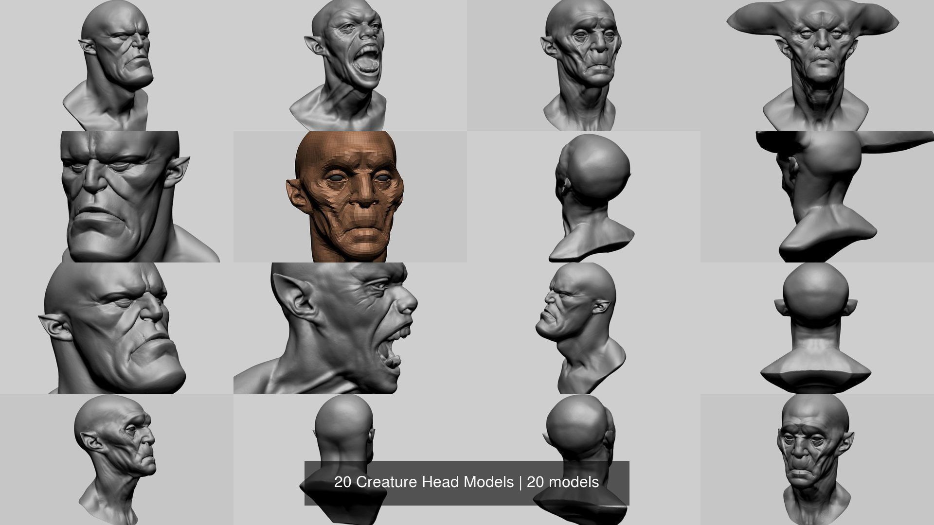 20 Creature Head Models 3D Model Collection_2