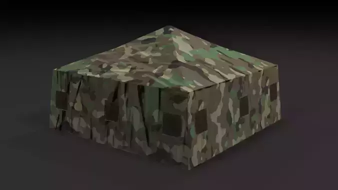 Lowpoly PBR Military Tent Low-poly 3D model