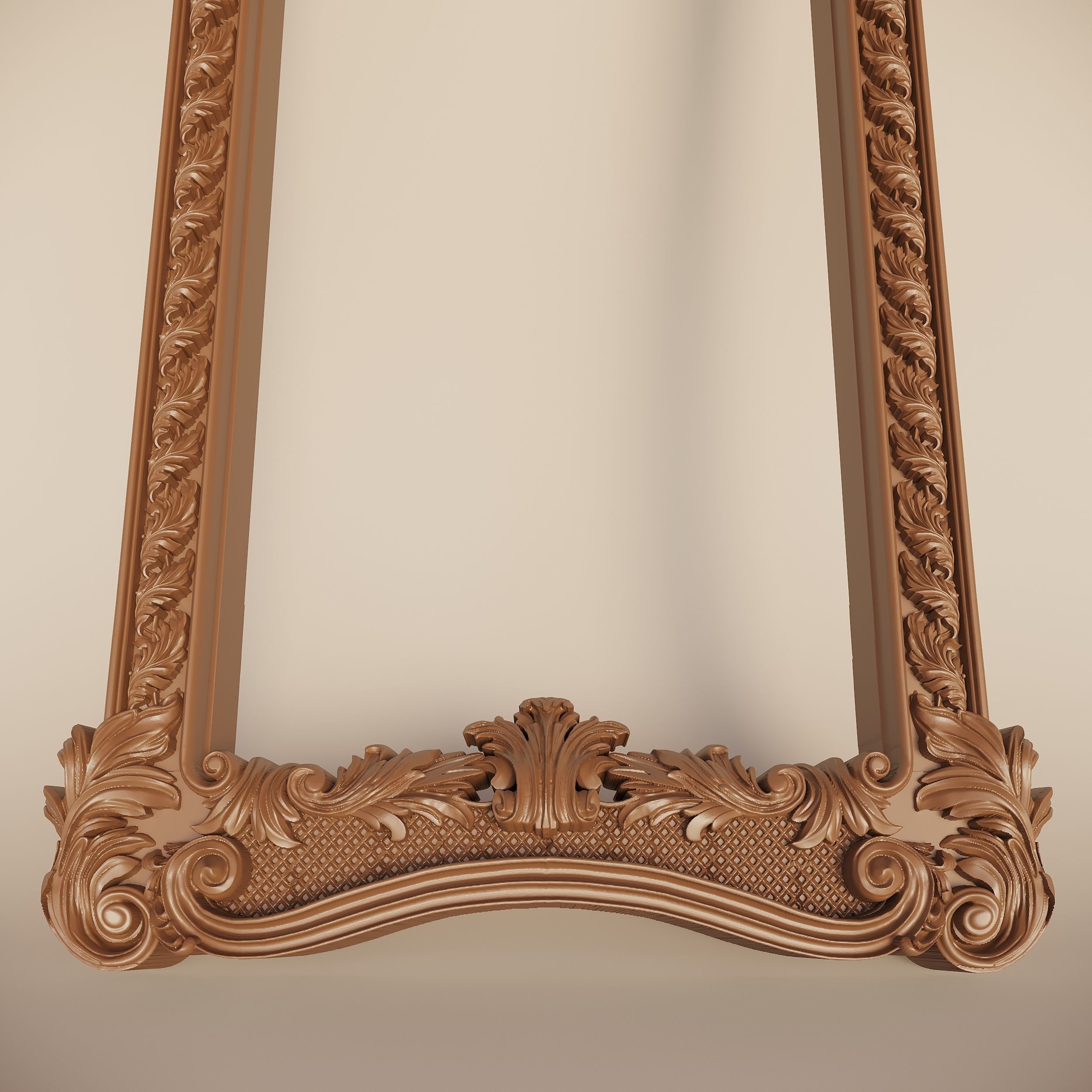 Baroque antique frame 3D model_2