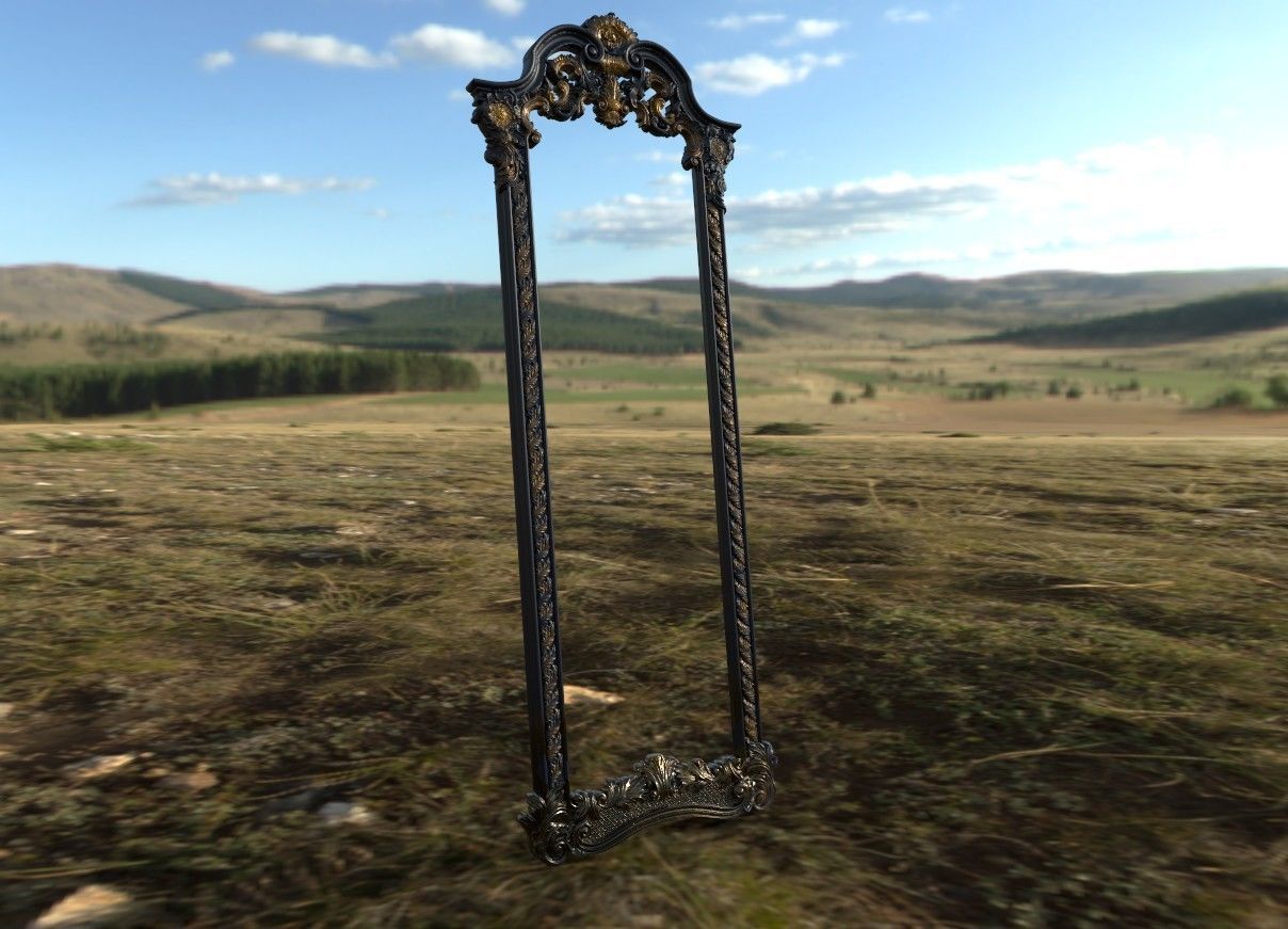 Baroque antique frame 3D model_4