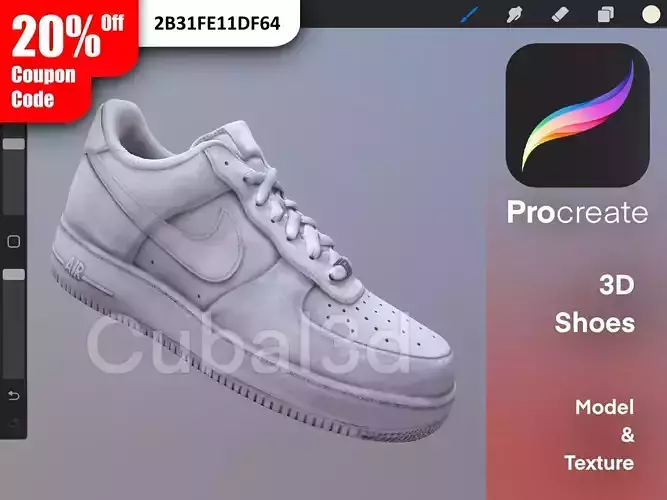 Nike Air Force 1 3D Procreate 3D model