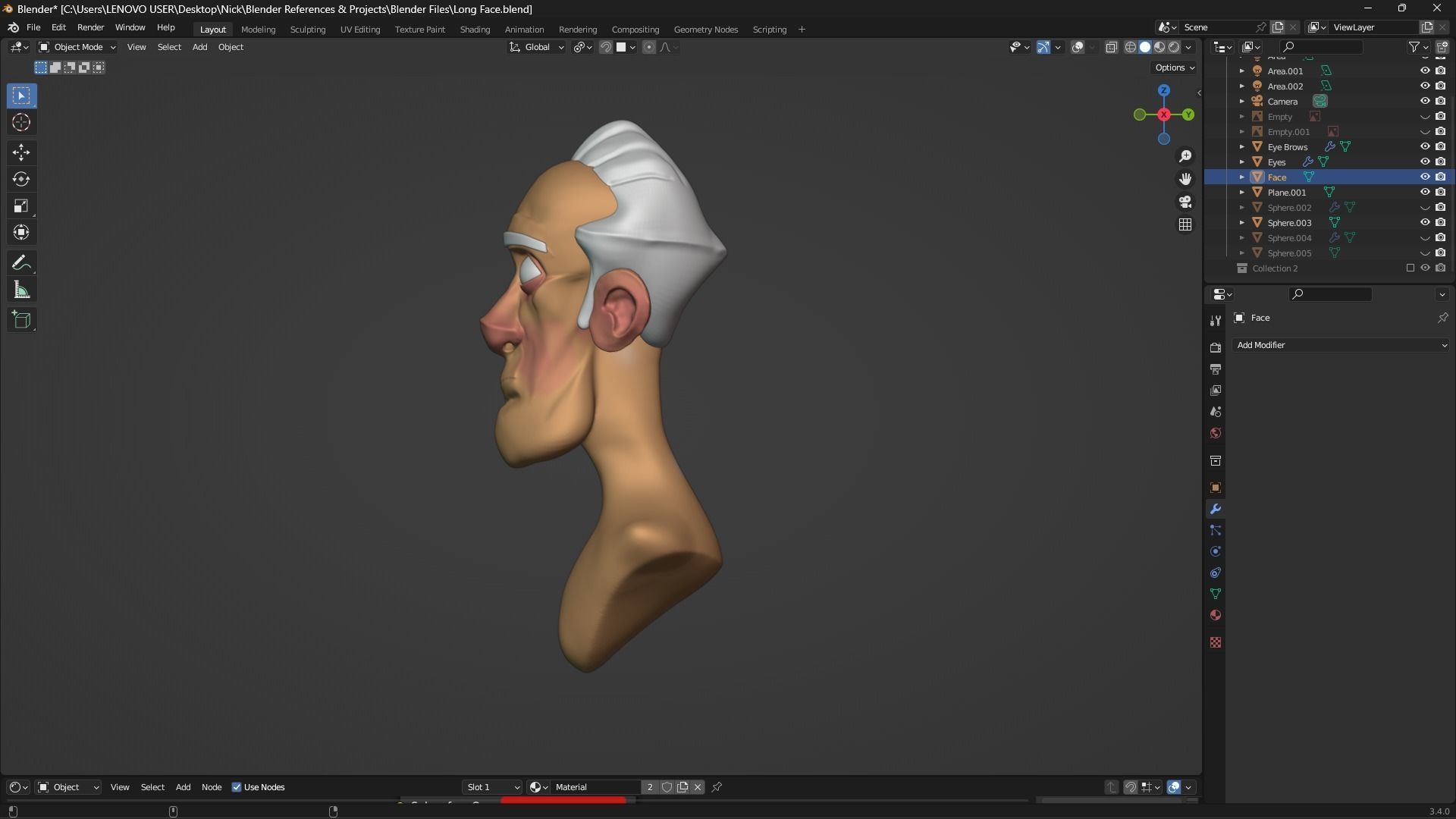 Stylized 3D Face Free 3D model_1