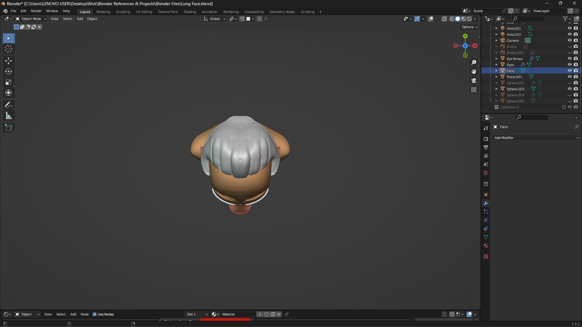 Stylized 3D Face Free 3D model_2