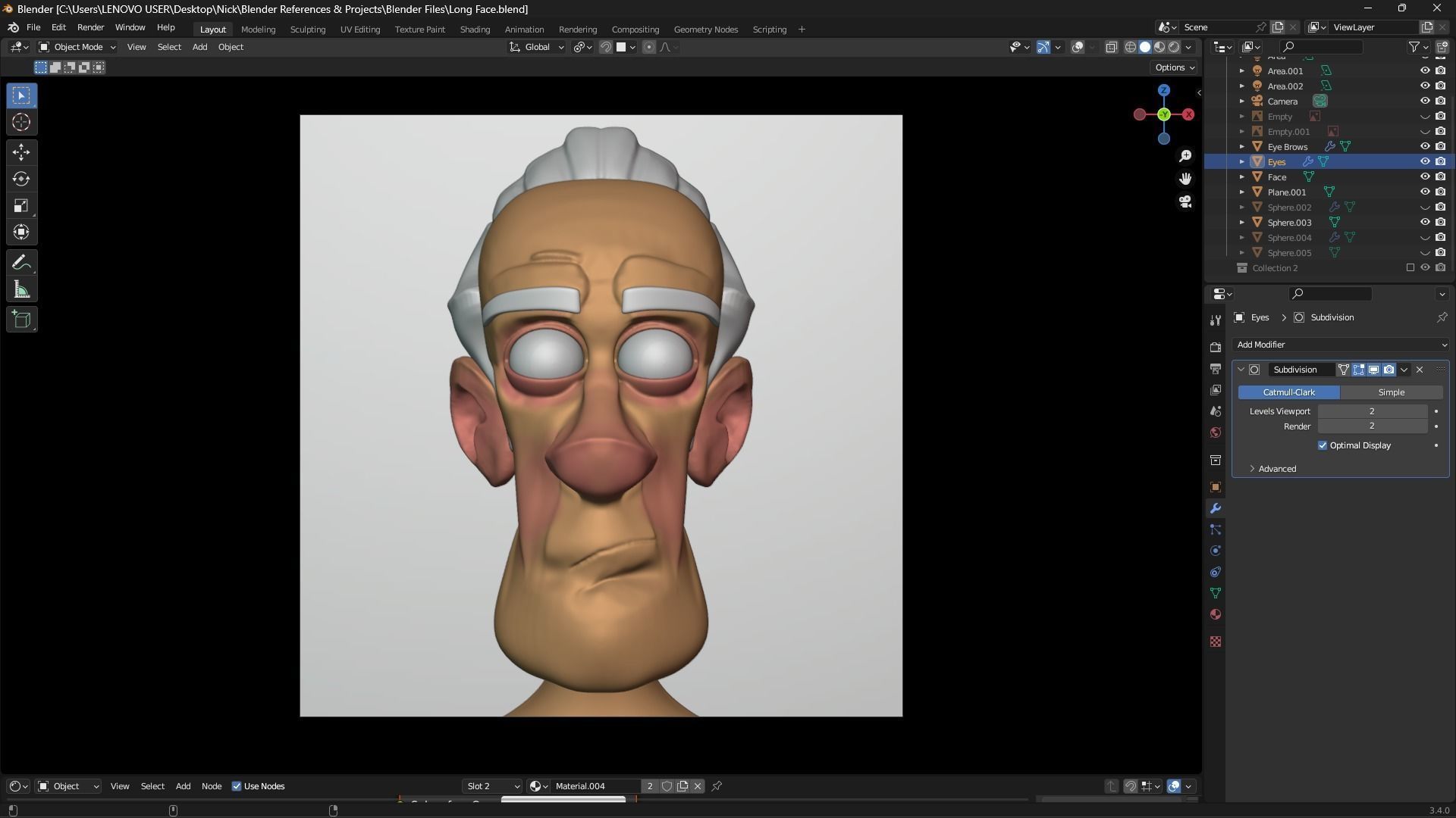 Stylized 3D Face Free 3D model_4