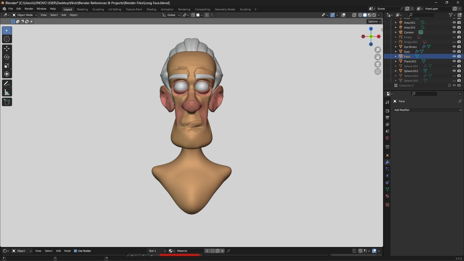 Stylized 3D Face Free 3D model_3