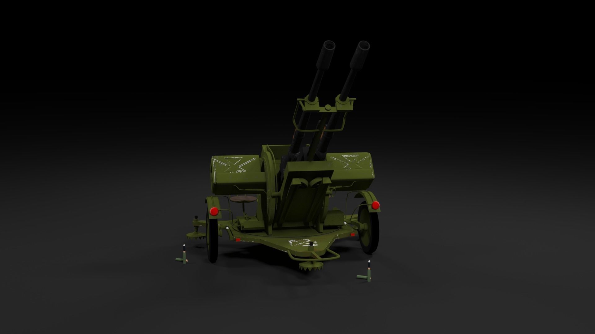 Lowpoly PBR ZU23-2 Anti-aircraft Gun Low-poly 3D model_27