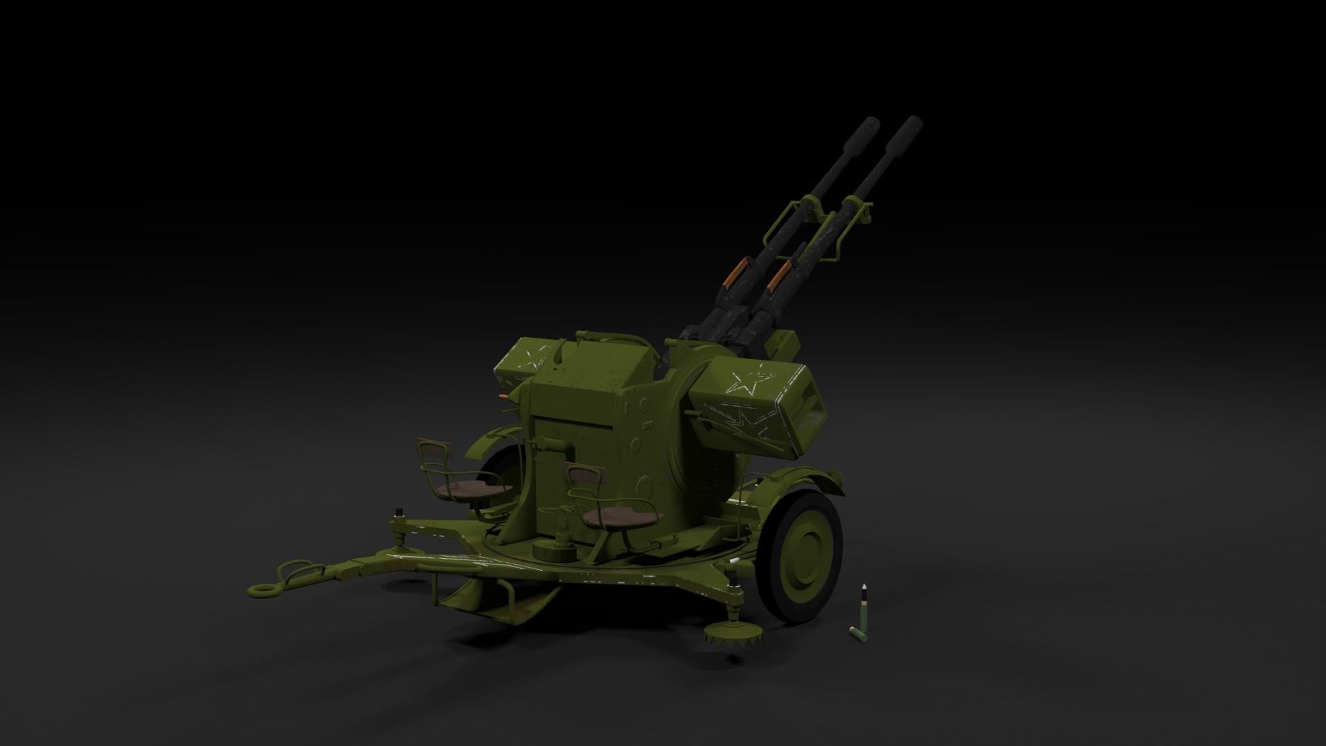 Lowpoly PBR ZU23-2 Anti-aircraft Gun Low-poly 3D model_44