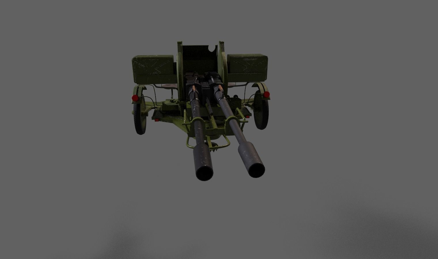 Lowpoly PBR ZU23-2 Anti-aircraft Gun Low-poly 3D model_22