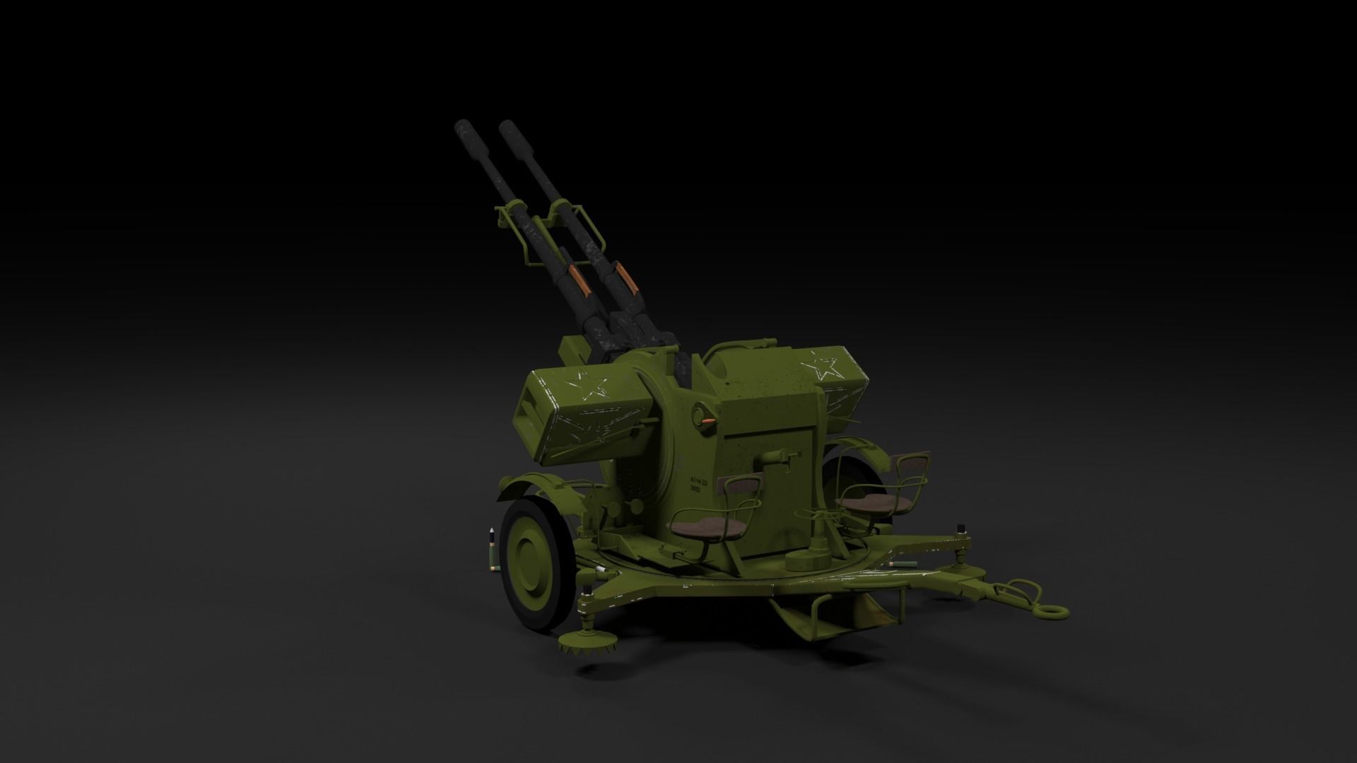 Lowpoly PBR ZU23-2 Anti-aircraft Gun Low-poly 3D model_31