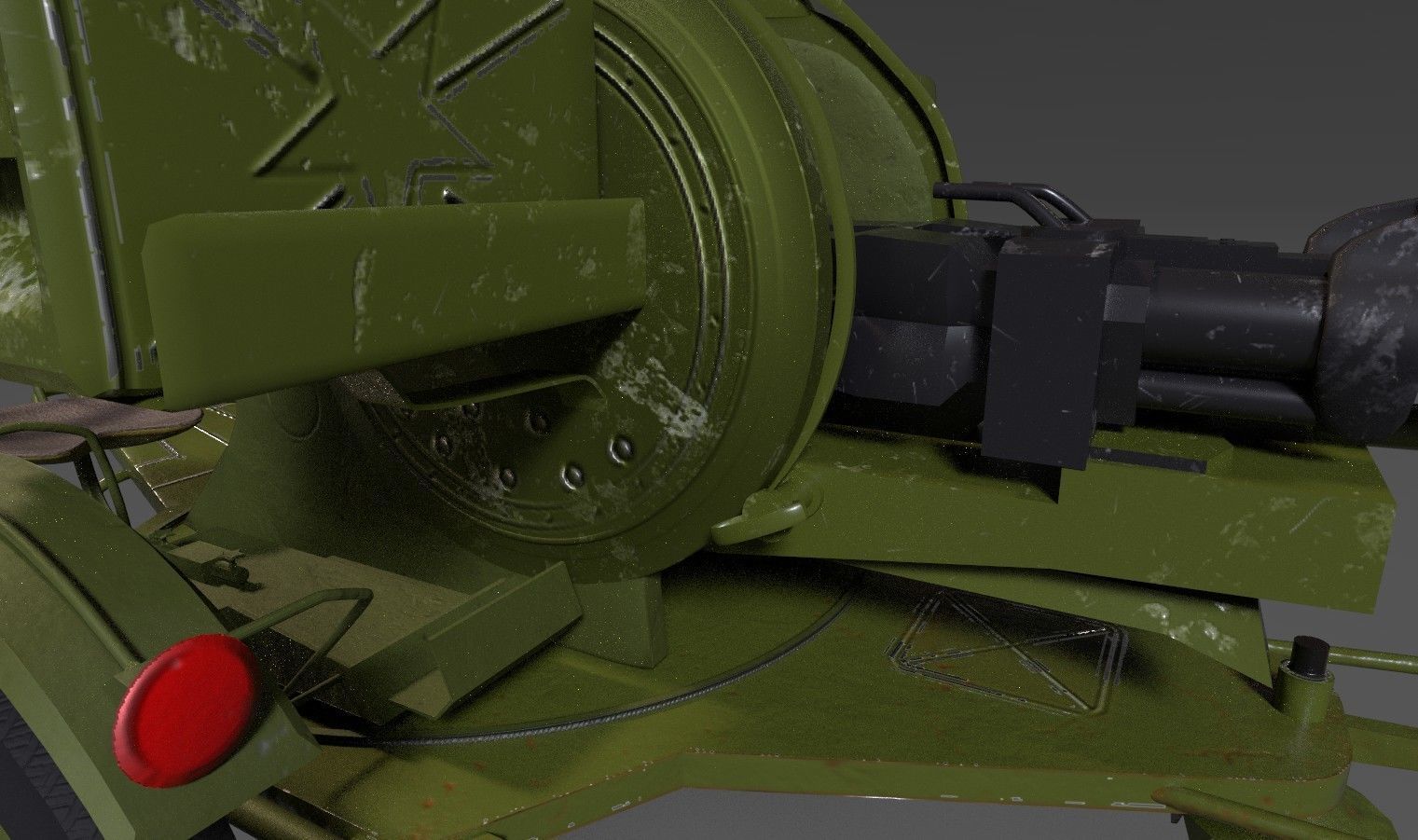 Lowpoly PBR ZU23-2 Anti-aircraft Gun Low-poly 3D model_10