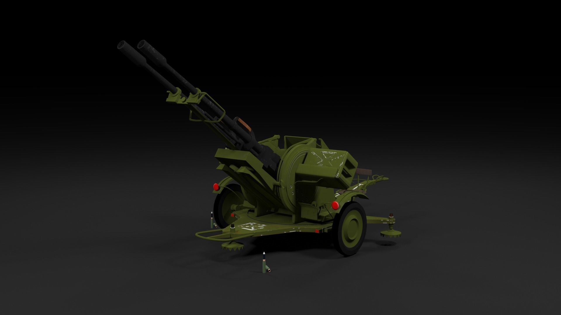 Lowpoly PBR ZU23-2 Anti-aircraft Gun Low-poly 3D model_42