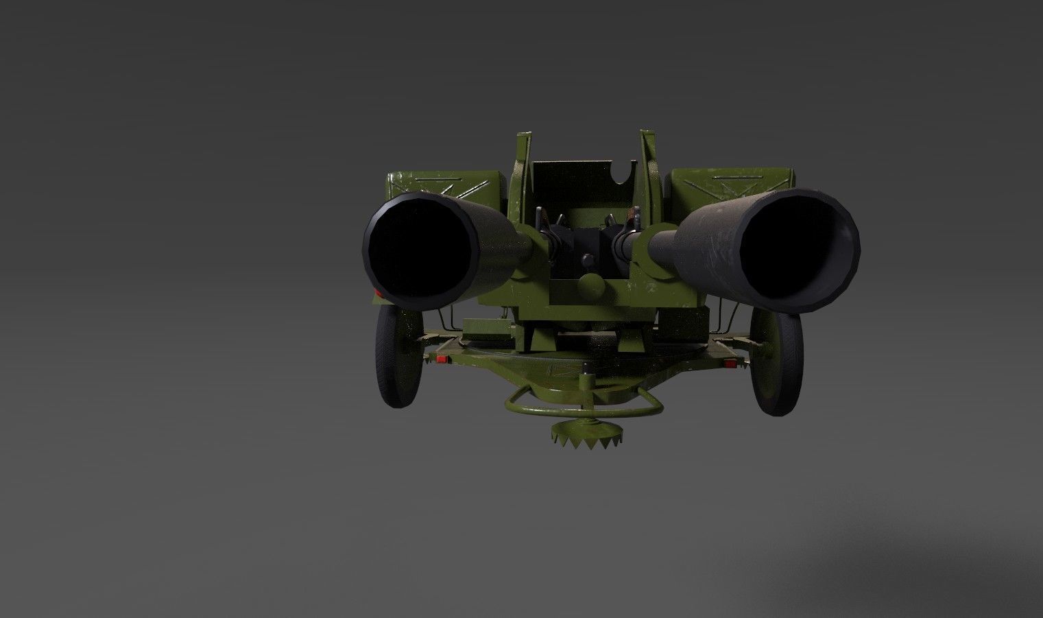 Lowpoly PBR ZU23-2 Anti-aircraft Gun Low-poly 3D model_6