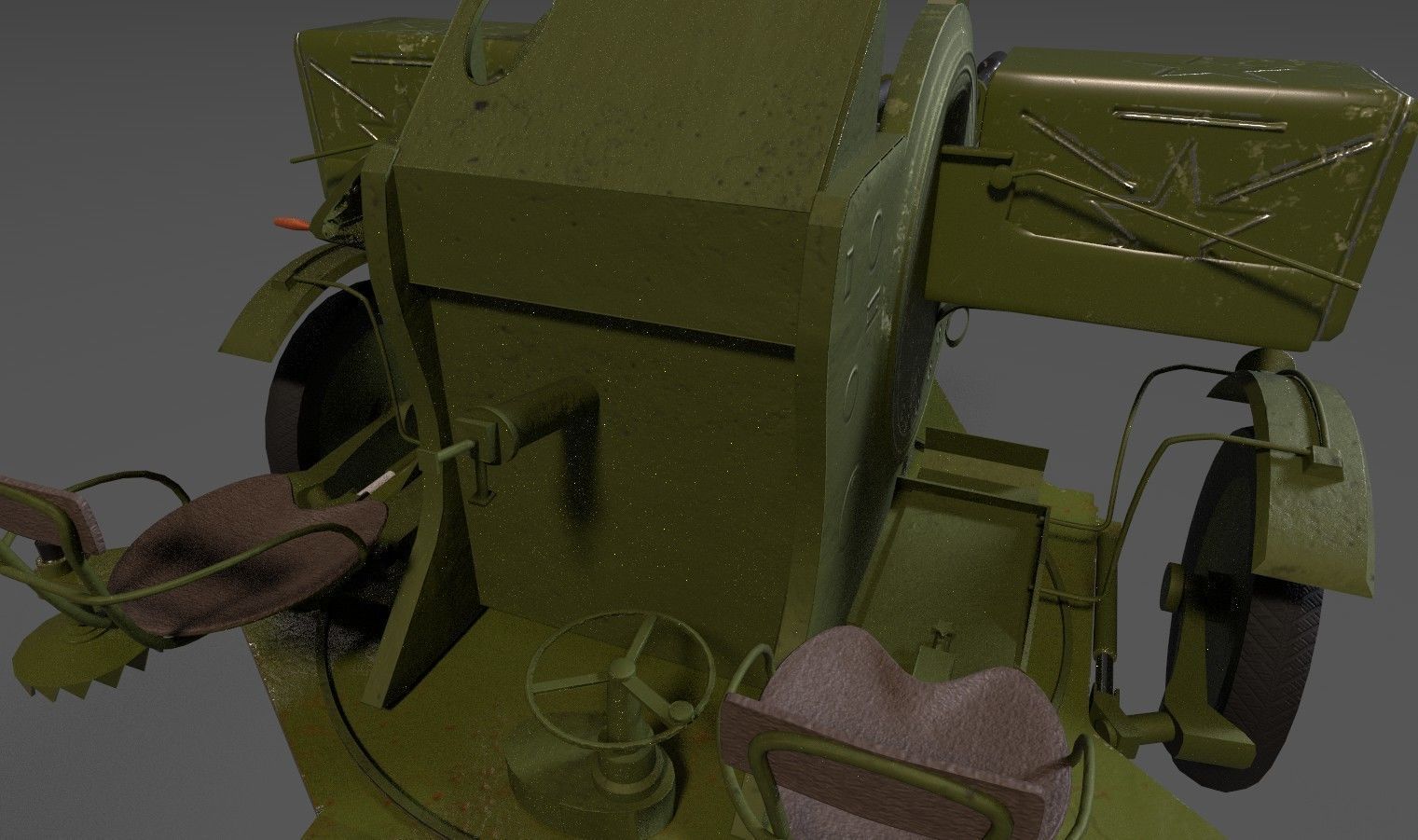 Lowpoly PBR ZU23-2 Anti-aircraft Gun Low-poly 3D model_12