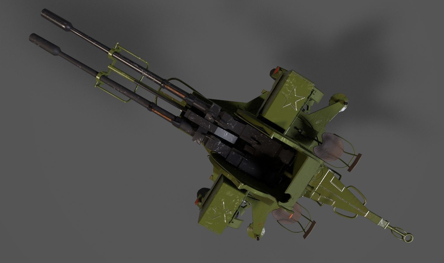 Lowpoly PBR ZU23-2 Anti-aircraft Gun Low-poly 3D model_18