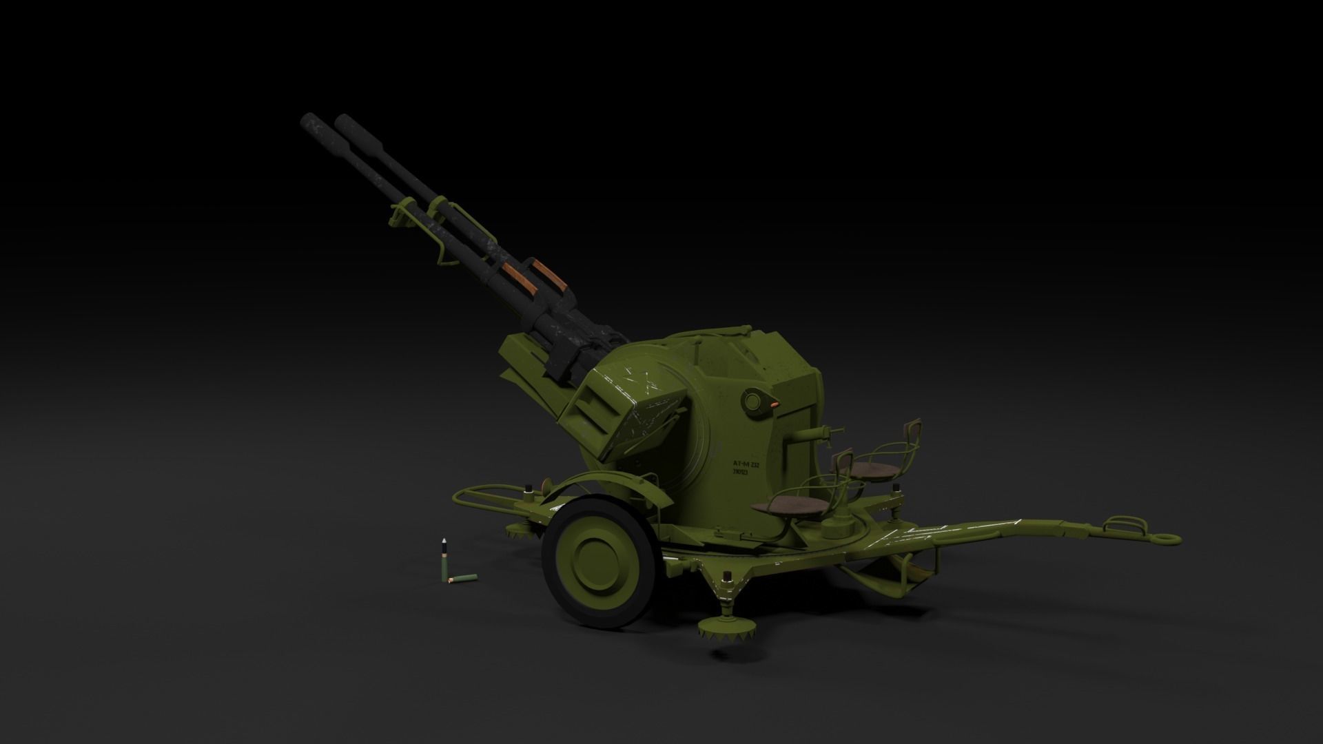 Lowpoly PBR ZU23-2 Anti-aircraft Gun Low-poly 3D model_38