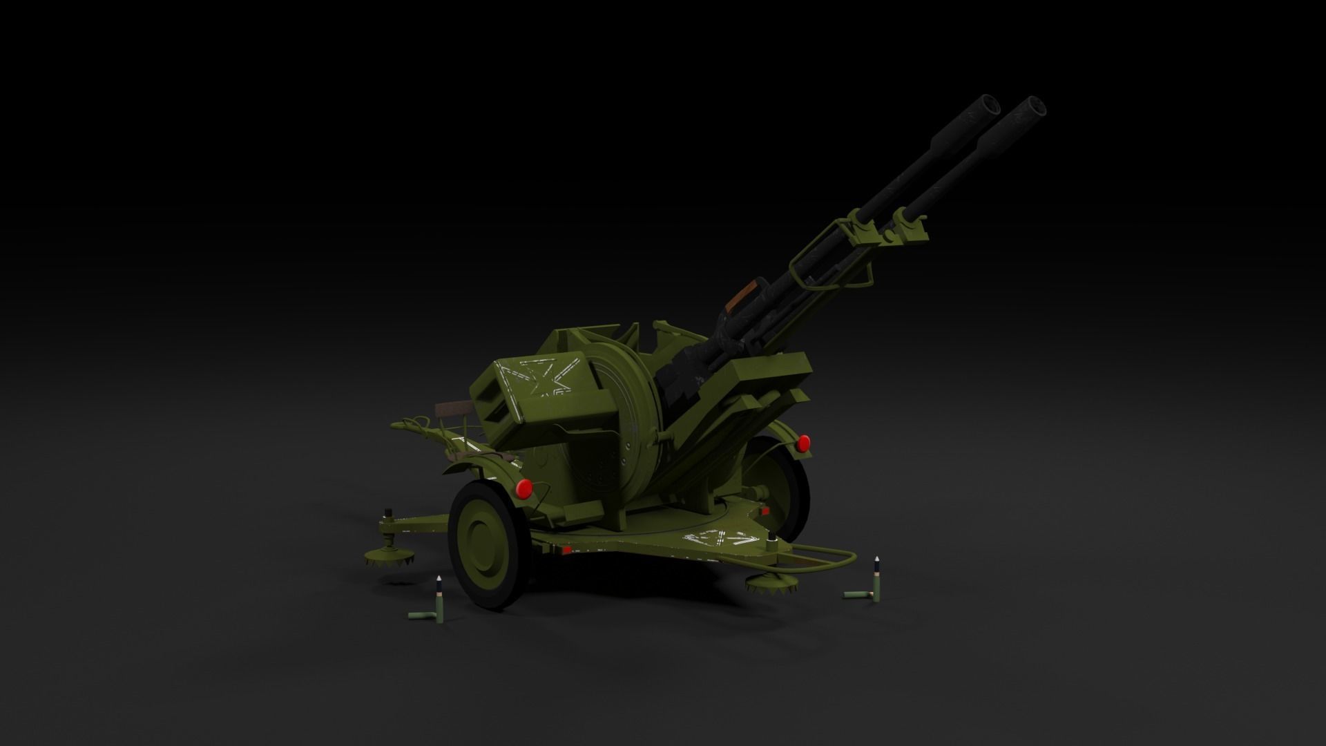 Lowpoly PBR ZU23-2 Anti-aircraft Gun Low-poly 3D model_48