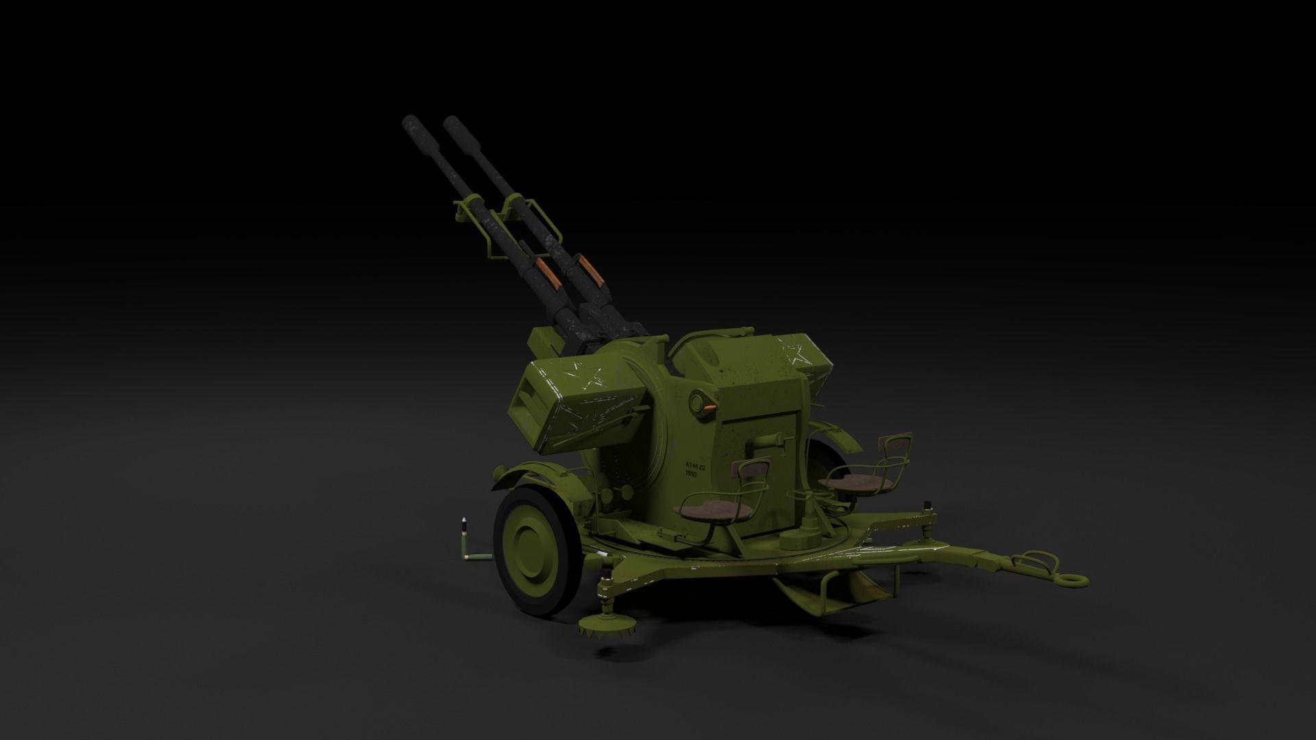 Lowpoly PBR ZU23-2 Anti-aircraft Gun Low-poly 3D model_36