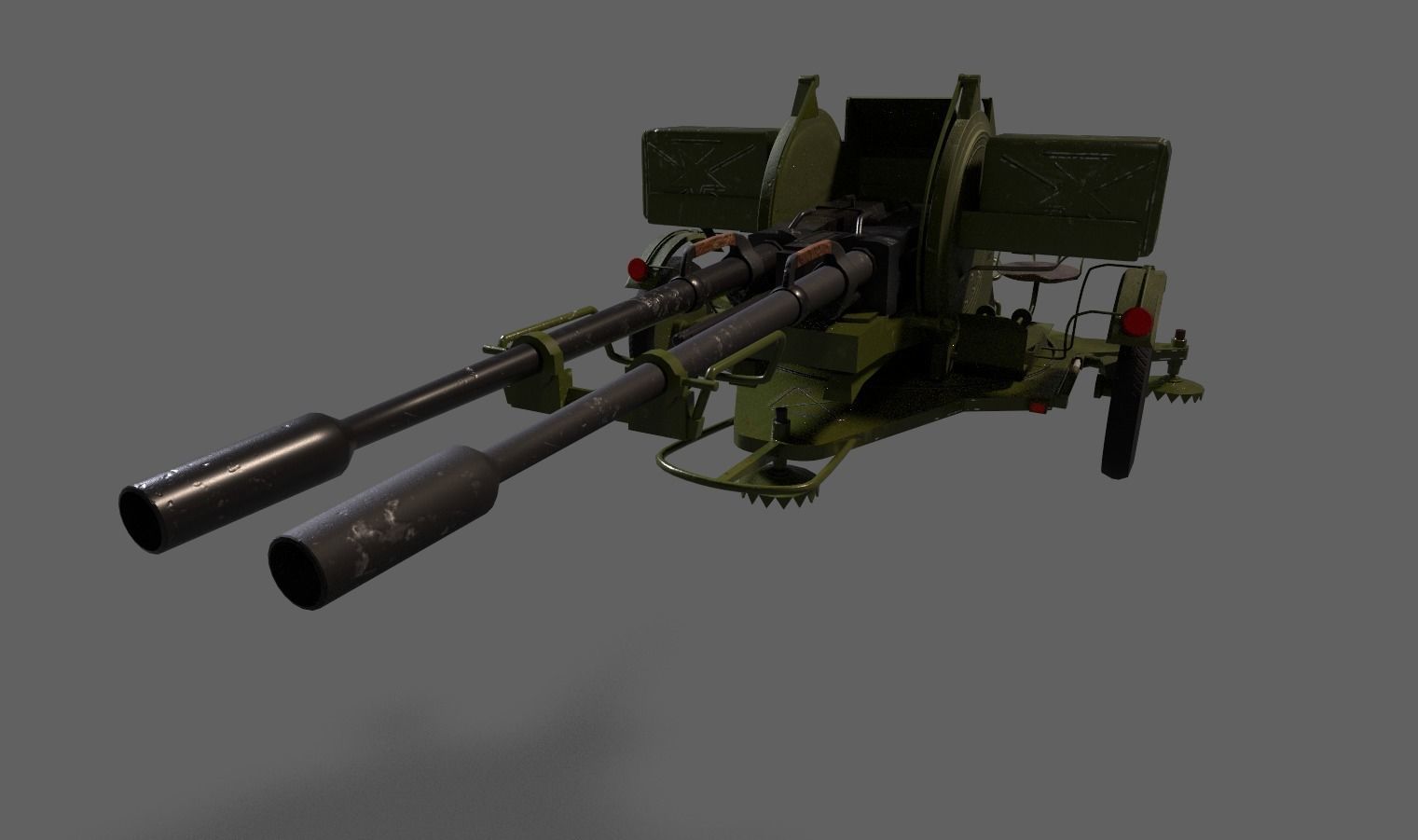 Lowpoly PBR ZU23-2 Anti-aircraft Gun Low-poly 3D model_23