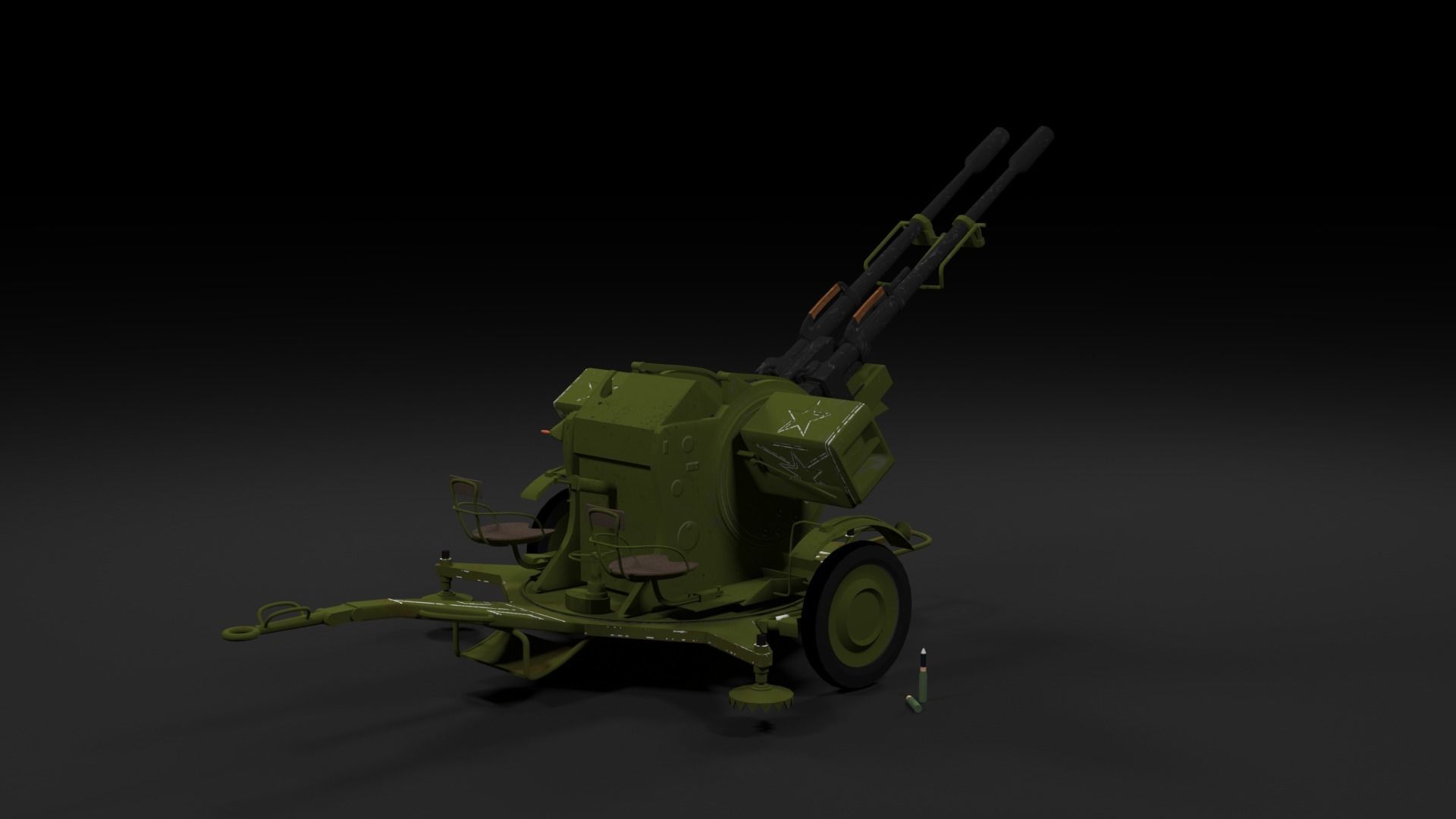 Lowpoly PBR ZU23-2 Anti-aircraft Gun Low-poly 3D model_37