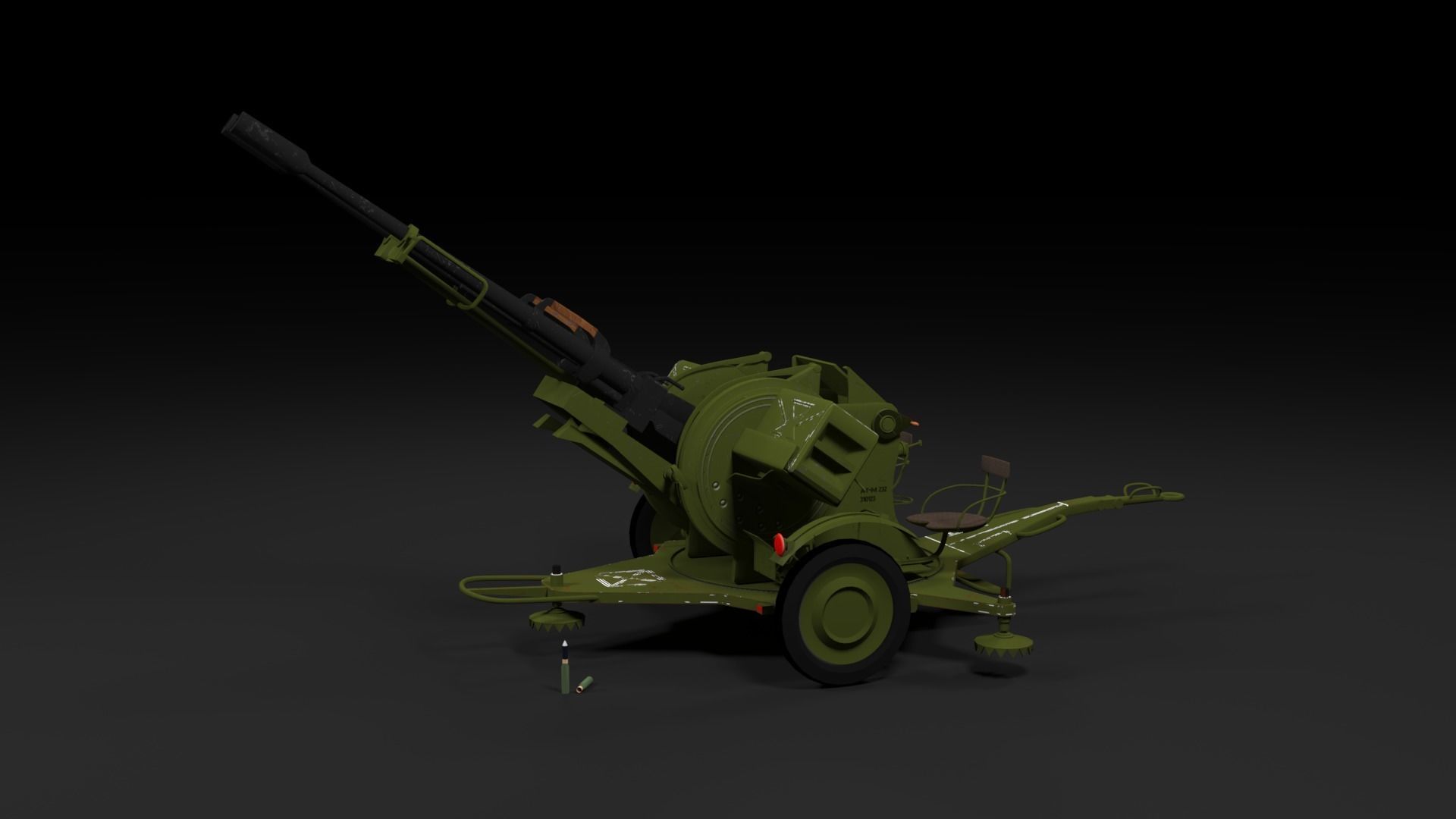 Lowpoly PBR ZU23-2 Anti-aircraft Gun Low-poly 3D model_26
