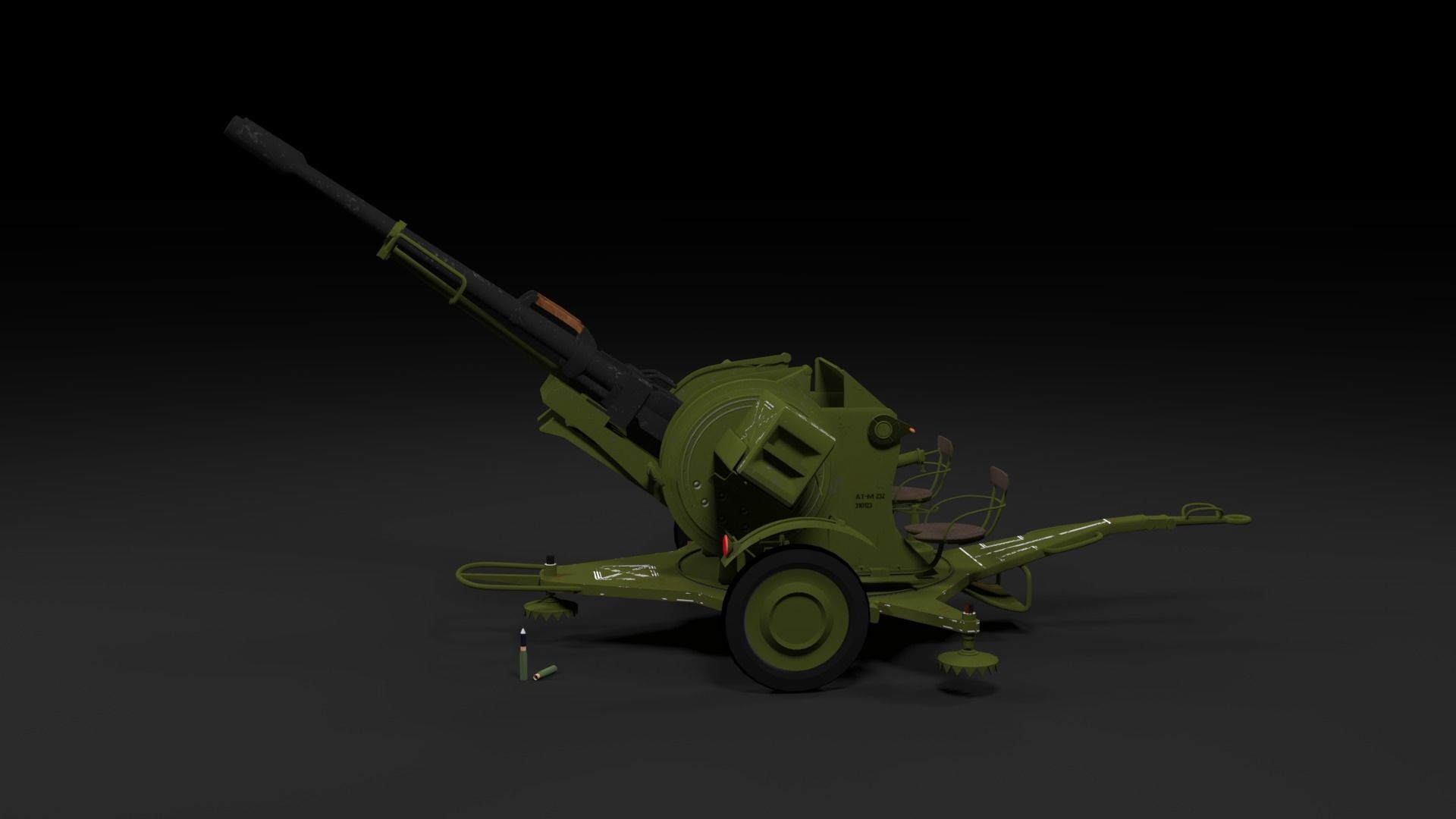 Lowpoly PBR ZU23-2 Anti-aircraft Gun Low-poly 3D model_47
