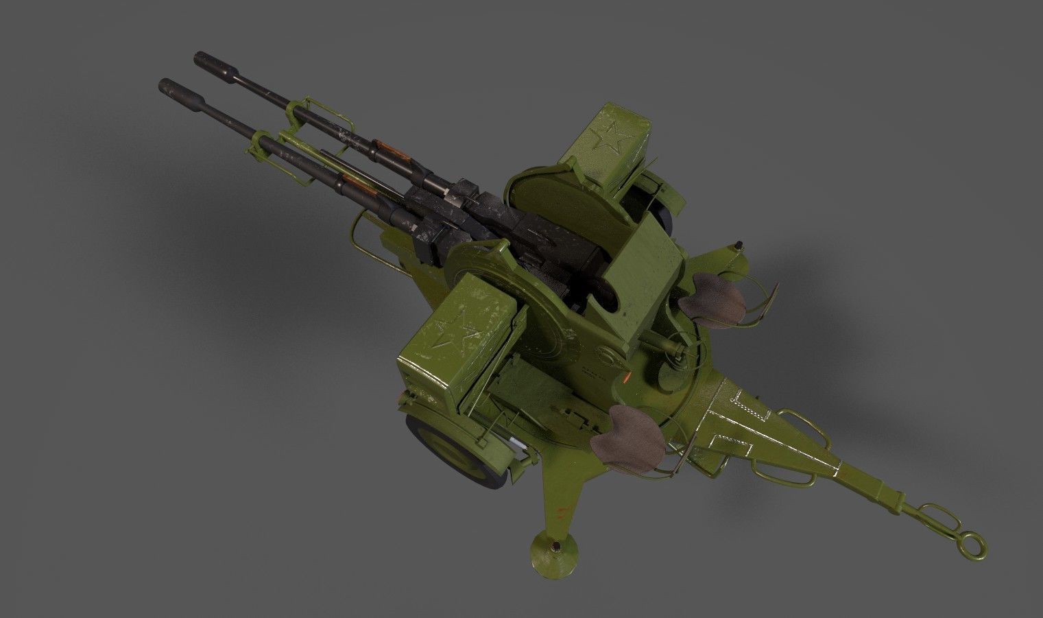 Lowpoly PBR ZU23-2 Anti-aircraft Gun Low-poly 3D model_20