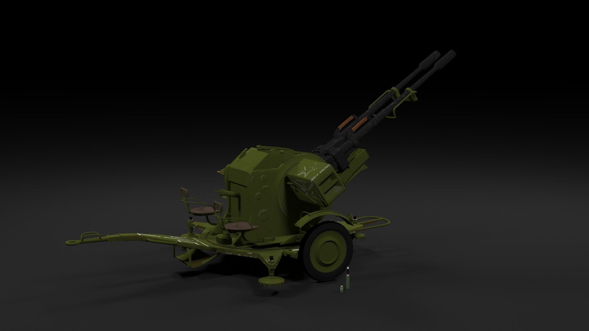 Lowpoly PBR ZU23-2 Anti-aircraft Gun Low-poly 3D model_39