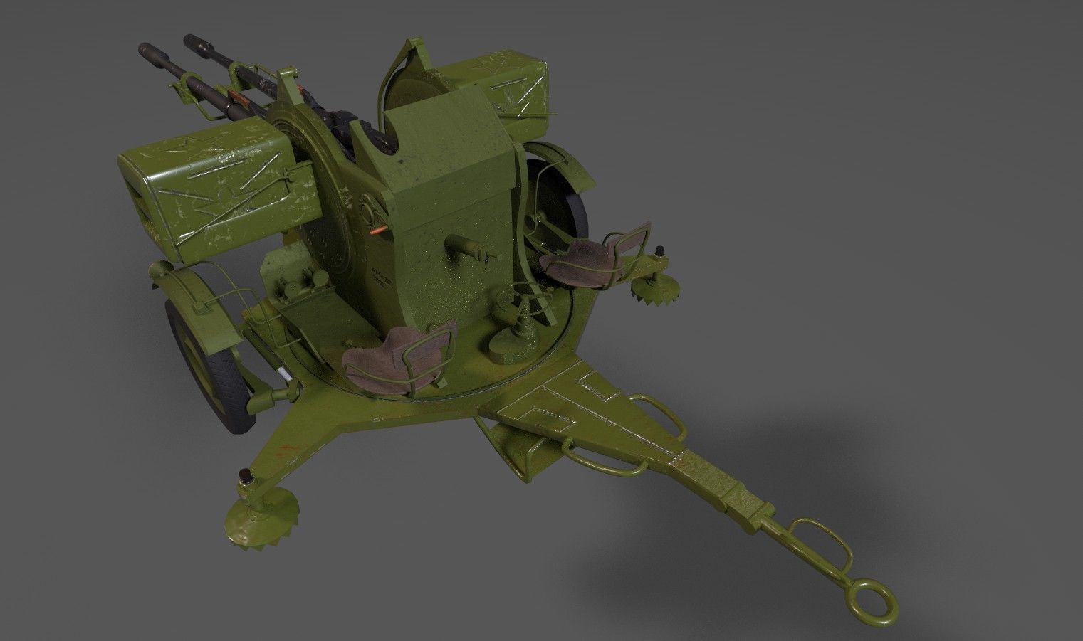 Lowpoly PBR ZU23-2 Anti-aircraft Gun Low-poly 3D model_17