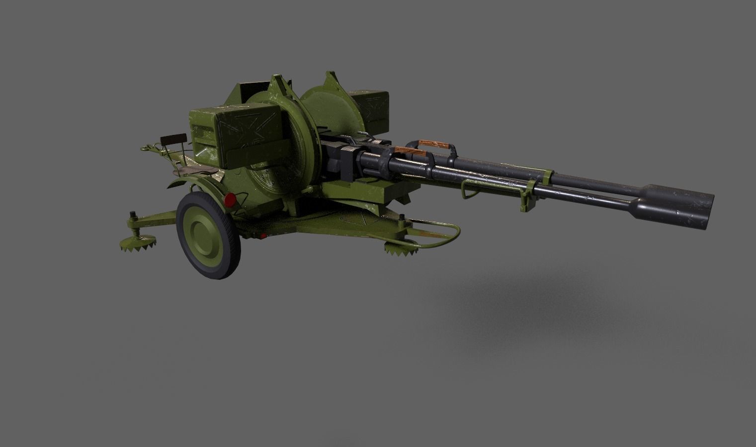 Lowpoly PBR ZU23-2 Anti-aircraft Gun Low-poly 3D model_21