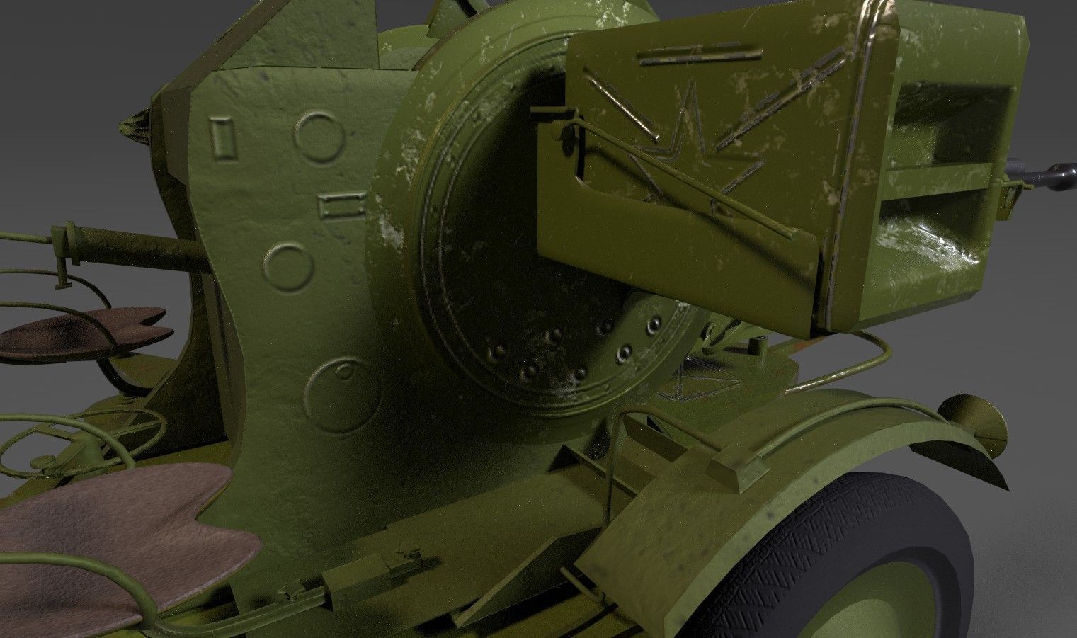 Lowpoly PBR ZU23-2 Anti-aircraft Gun Low-poly 3D model_11