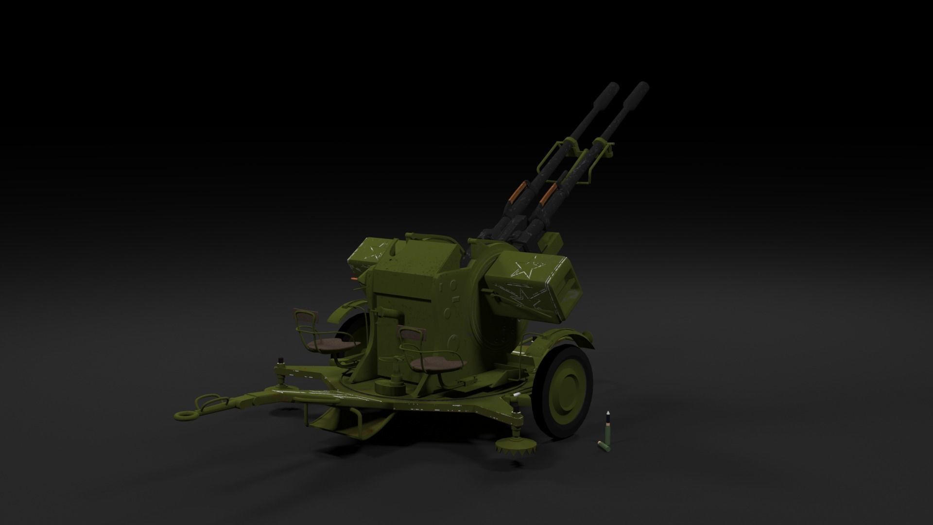Lowpoly PBR ZU23-2 Anti-aircraft Gun Low-poly 3D model_34