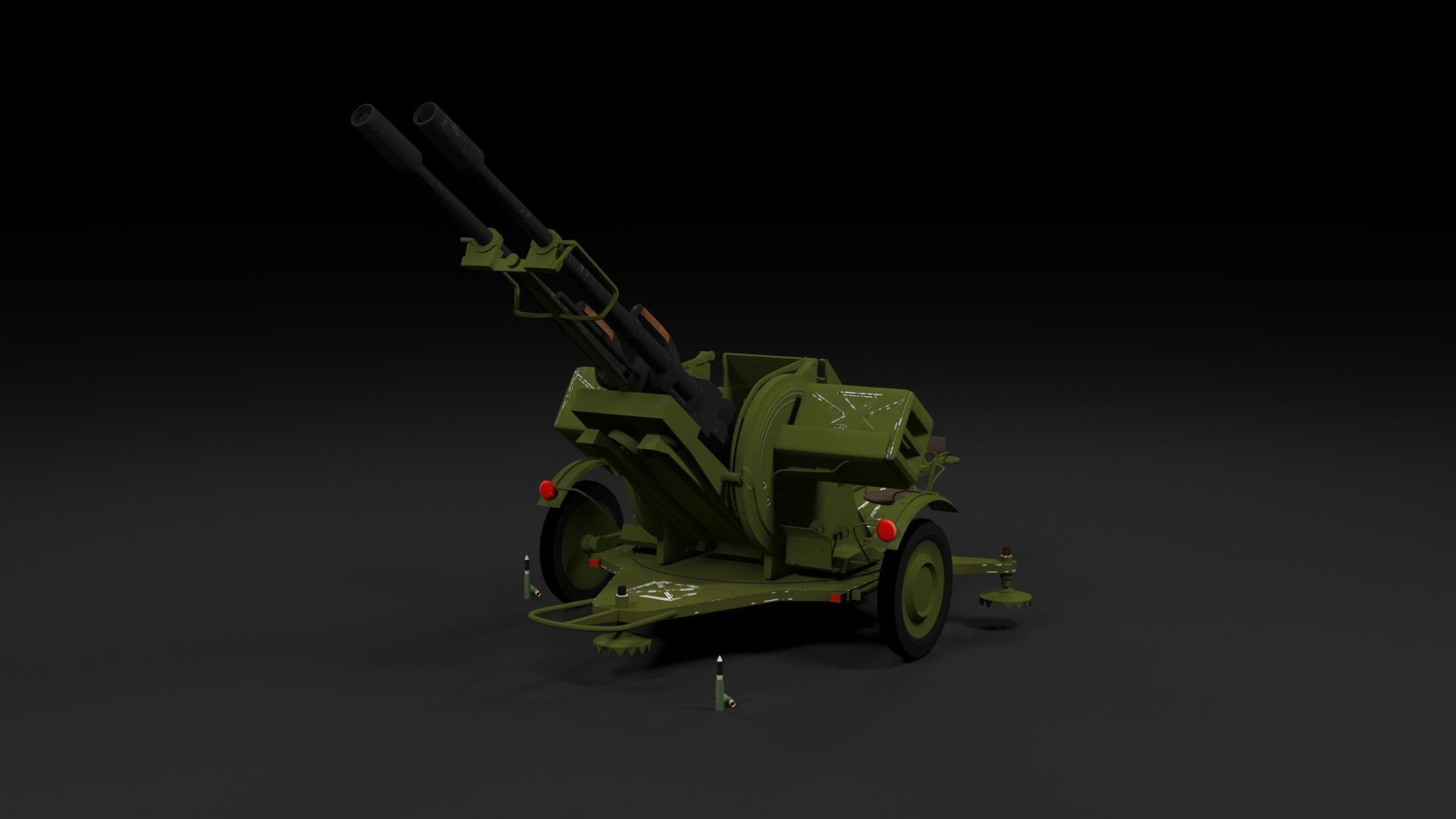 Lowpoly PBR ZU23-2 Anti-aircraft Gun Low-poly 3D model_43