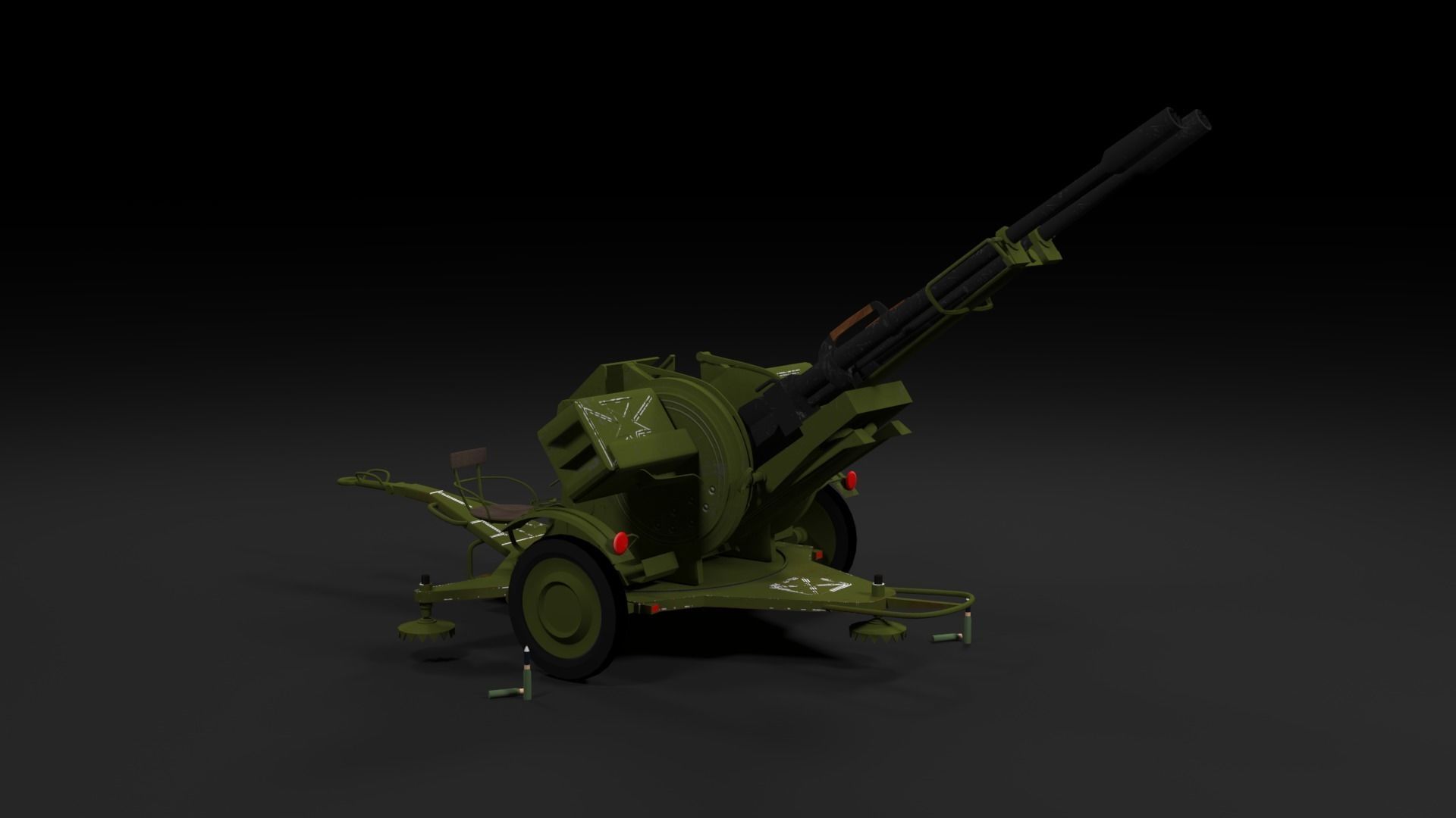 Lowpoly PBR ZU23-2 Anti-aircraft Gun Low-poly 3D model_28