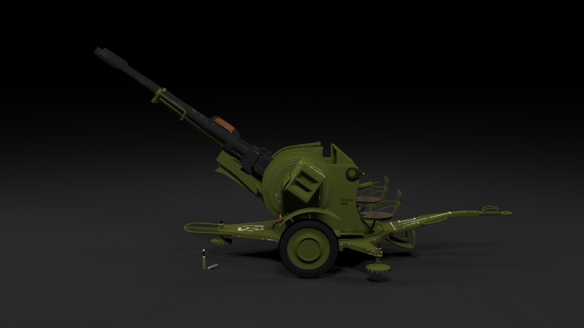 Lowpoly PBR ZU23-2 Anti-aircraft Gun Low-poly 3D model_30
