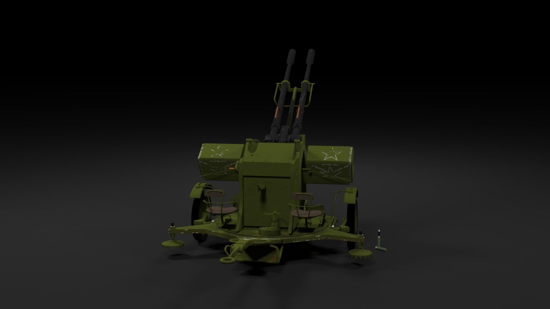 Lowpoly PBR ZU23-2 Anti-aircraft Gun Low-poly 3D model_32