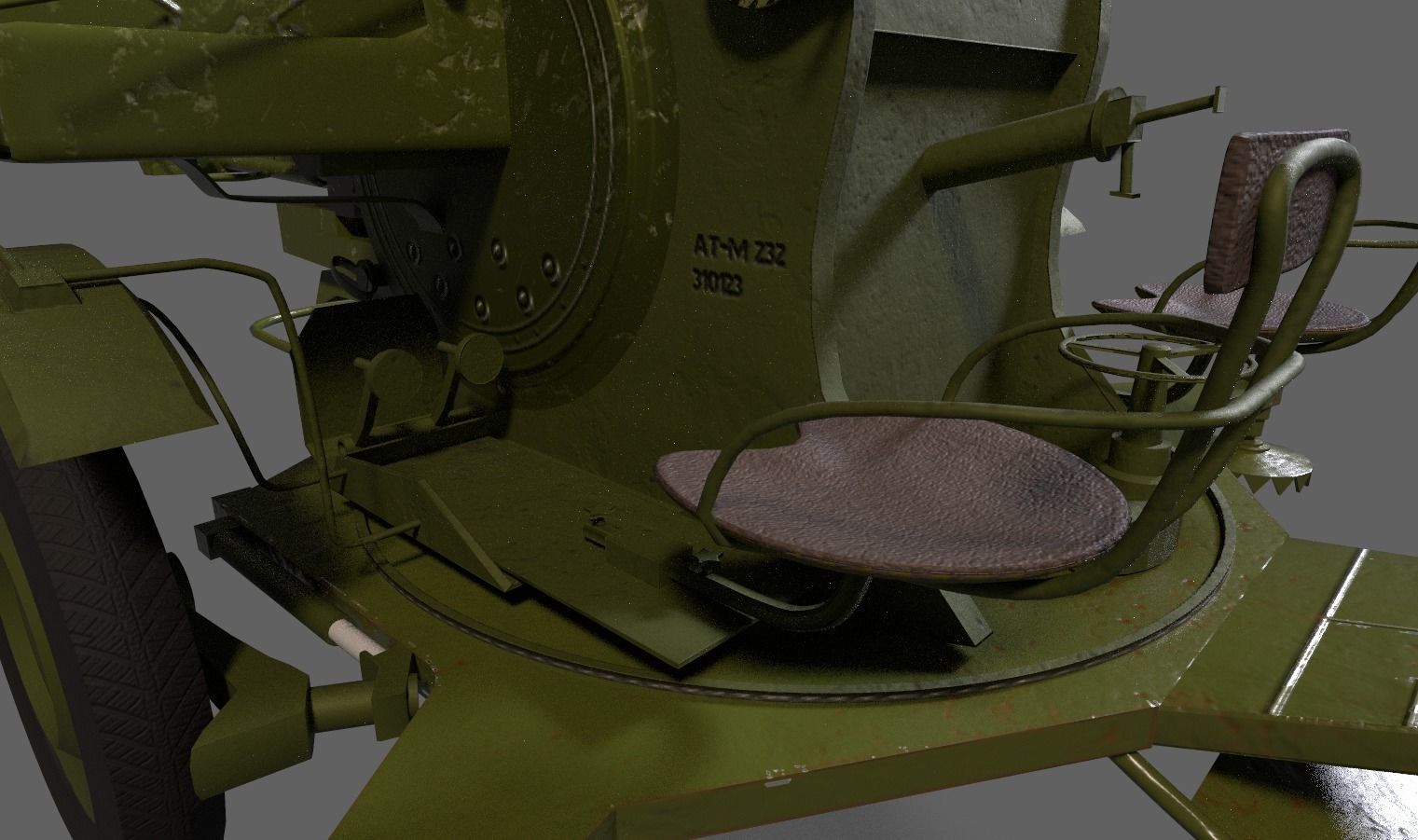 Lowpoly PBR ZU23-2 Anti-aircraft Gun Low-poly 3D model_25