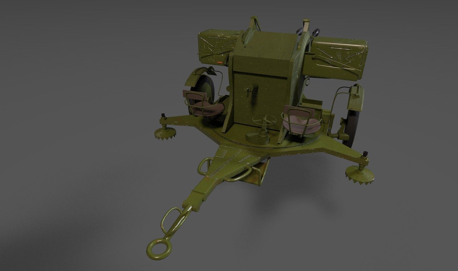 Lowpoly PBR ZU23-2 Anti-aircraft Gun Low-poly 3D model_15
