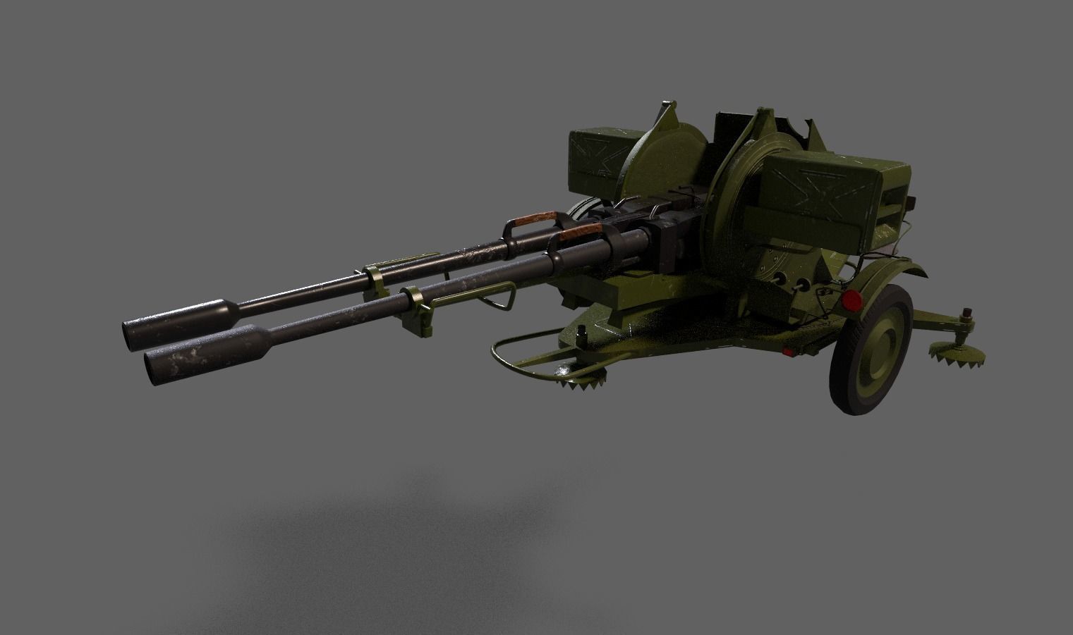 Lowpoly PBR ZU23-2 Anti-aircraft Gun Low-poly 3D model_19