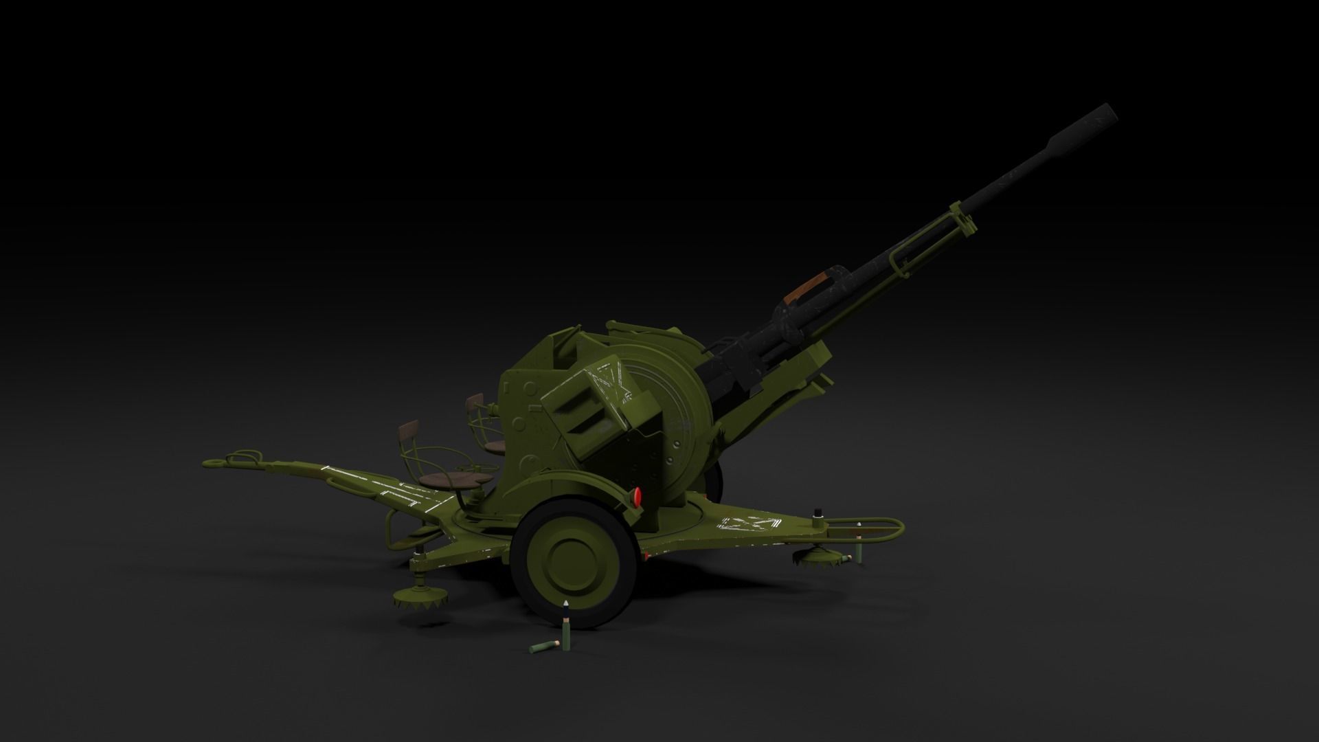 Lowpoly PBR ZU23-2 Anti-aircraft Gun Low-poly 3D model_40