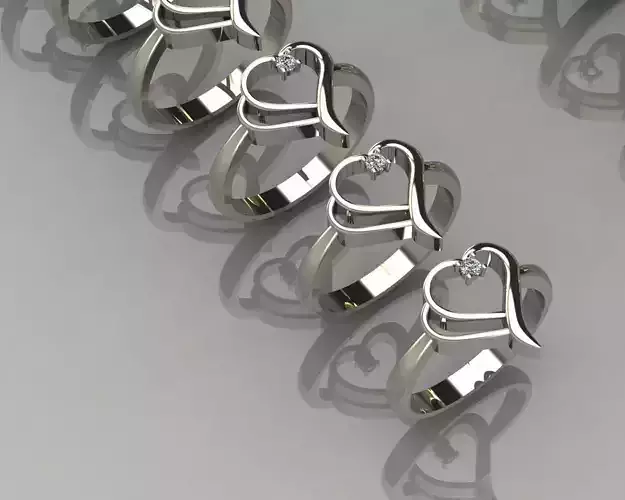 Diamond Heart Ring 11 pieces