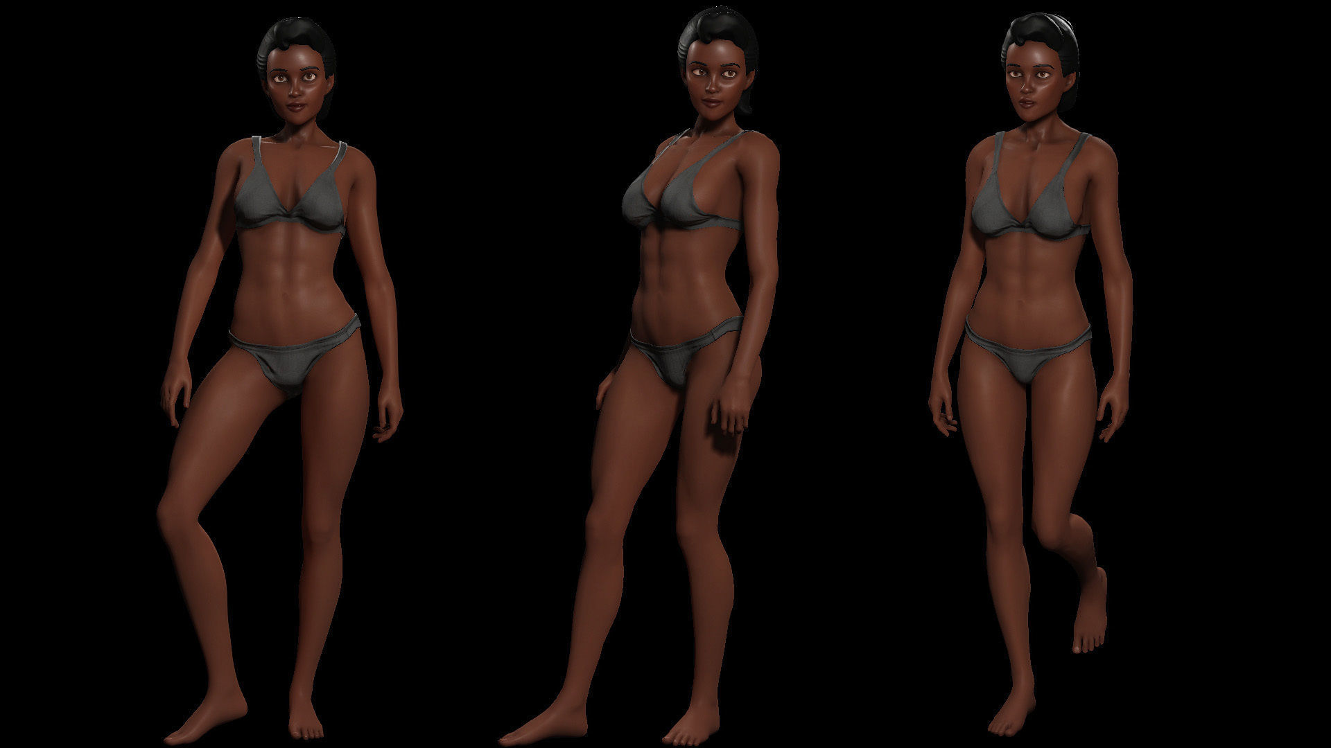 Stylized Male Female Base Character Pack 1-Game Ready Low-poly 3D model_7