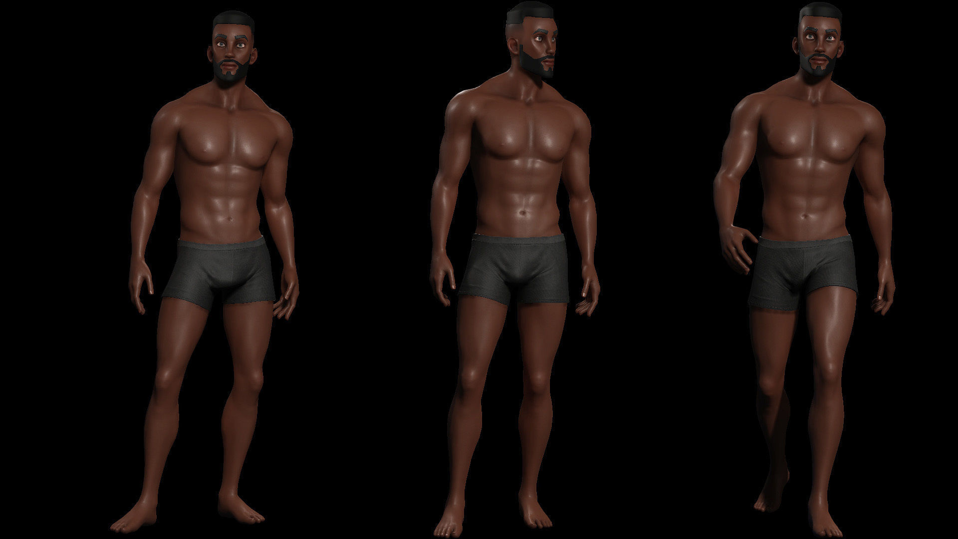 Stylized Male Female Base Character Pack 1-Game Ready Low-poly 3D model_6