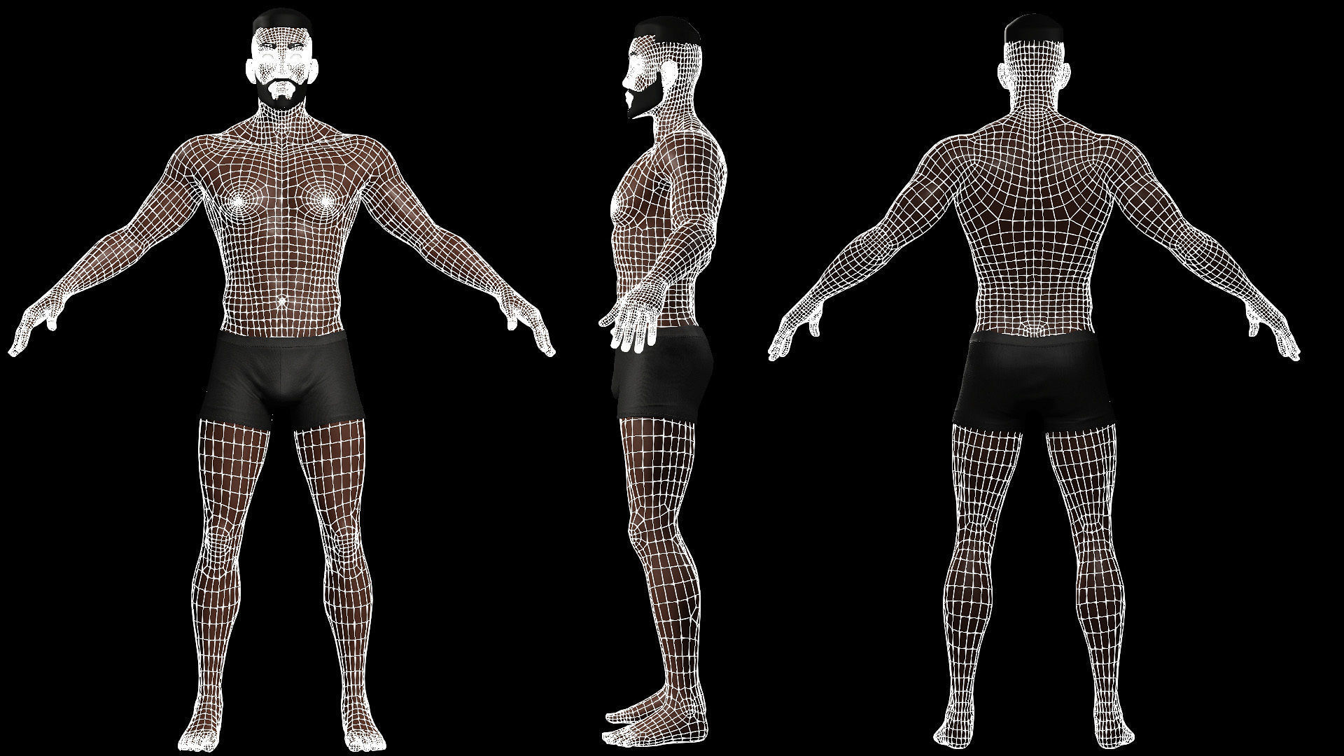 Stylized Male Female Base Character Pack 1-Game Ready Low-poly 3D model_4