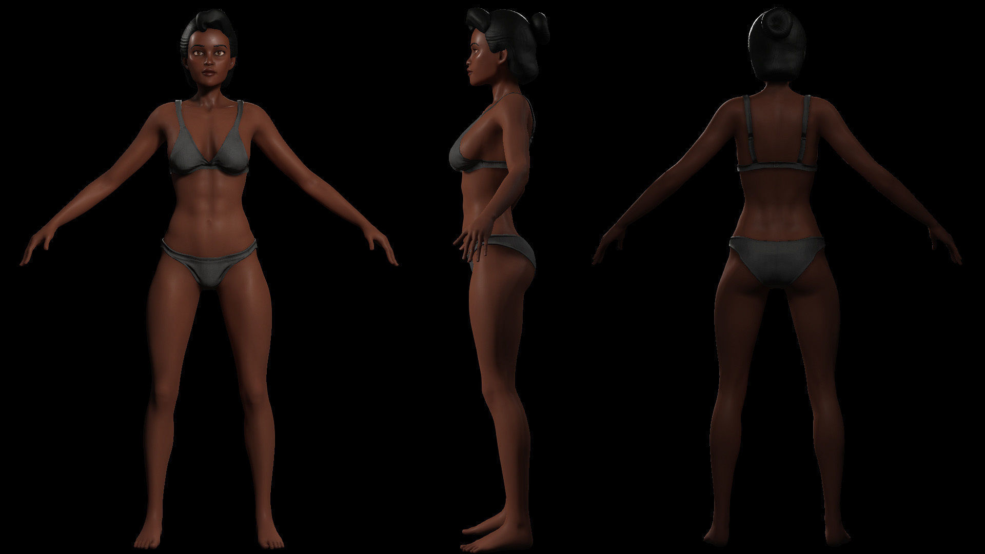 Stylized Male Female Base Character Pack 1-Game Ready Low-poly 3D model_3